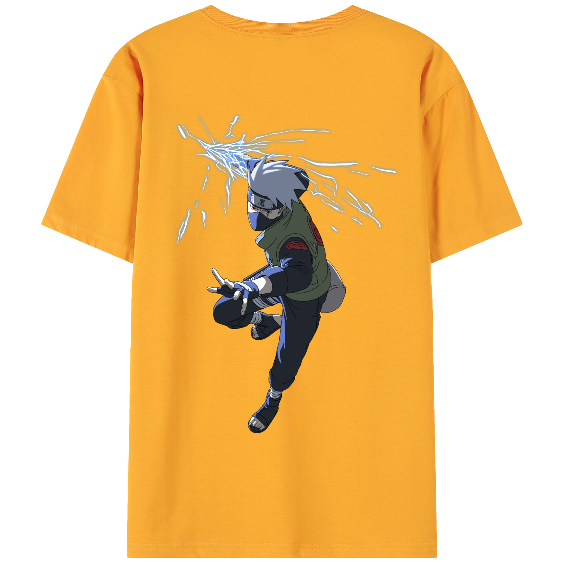 （画像用） NARUTO -ナルト- はたけ カカシ Hatake Kakashi 綿100％ メンズ半袖Tシャツ（バックプリント） 通気性