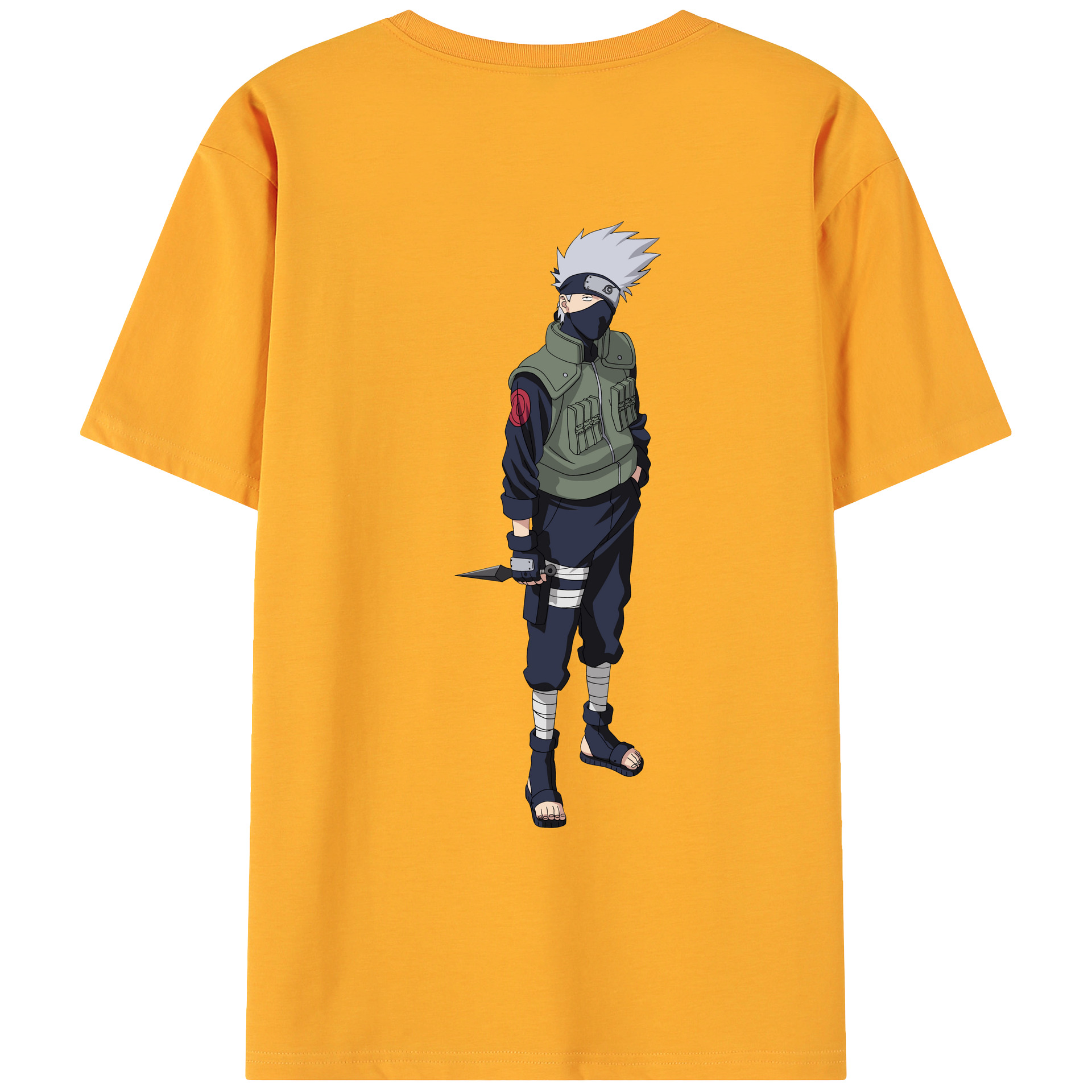 （画像用） NARUTO -ナルト- はたけ カカシ Hatake Kakashi 綿100％ メンズ半袖Tシャツ（バックプリント） 通気性