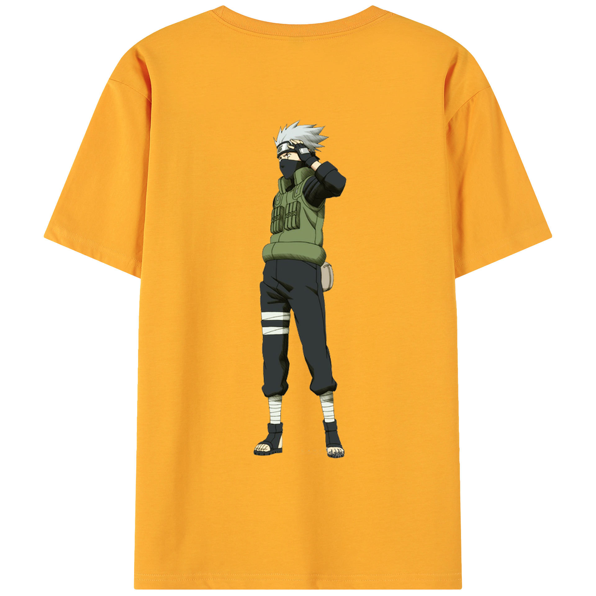 （画像用） NARUTO -ナルト- はたけ カカシ Hatake Kakashi 綿100％ メンズ半袖Tシャツ（バックプリント） 通気性