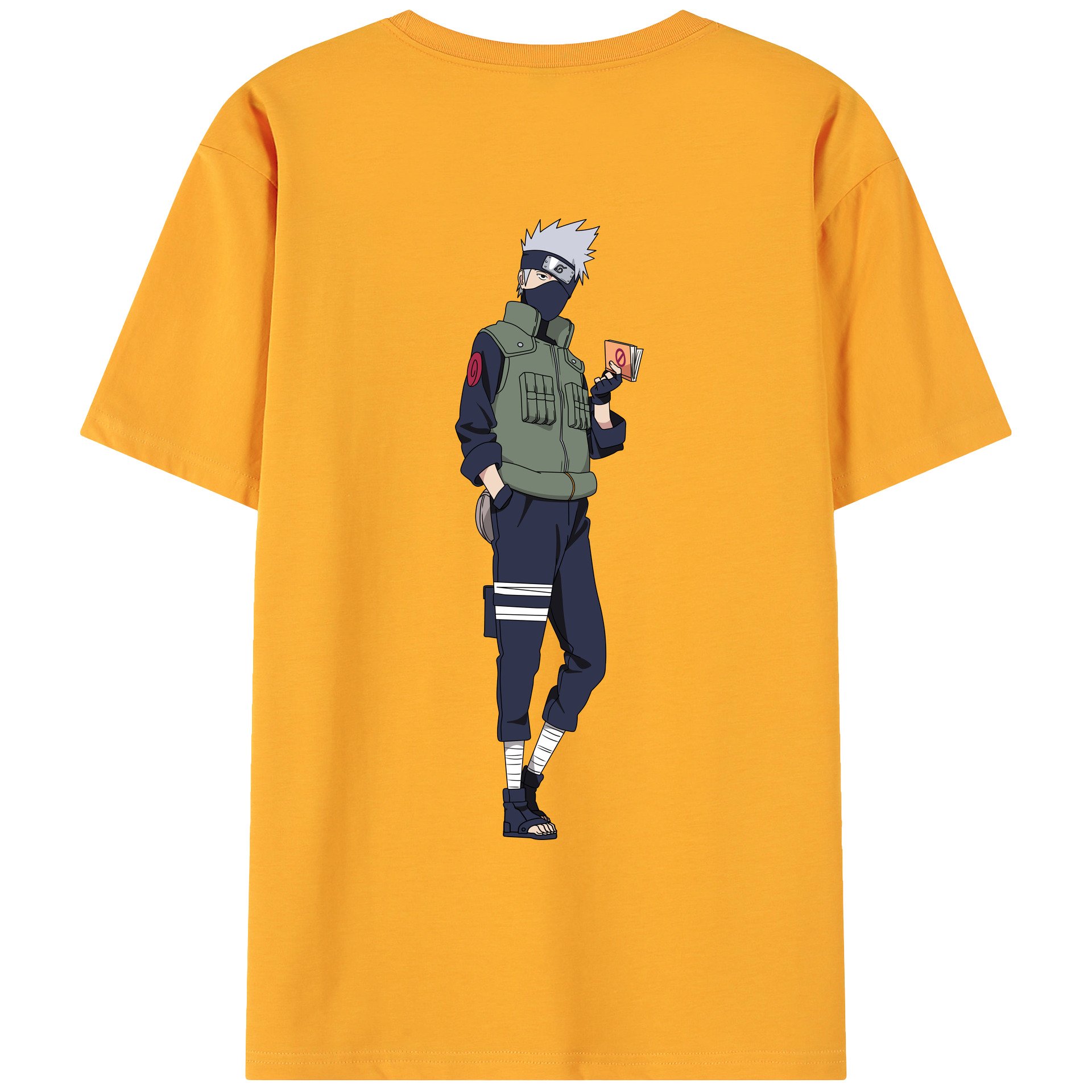 （画像用） NARUTO -ナルト- はたけ カカシ Hatake Kakashi 綿100％ メンズ半袖Tシャツ（バックプリント） 通気性