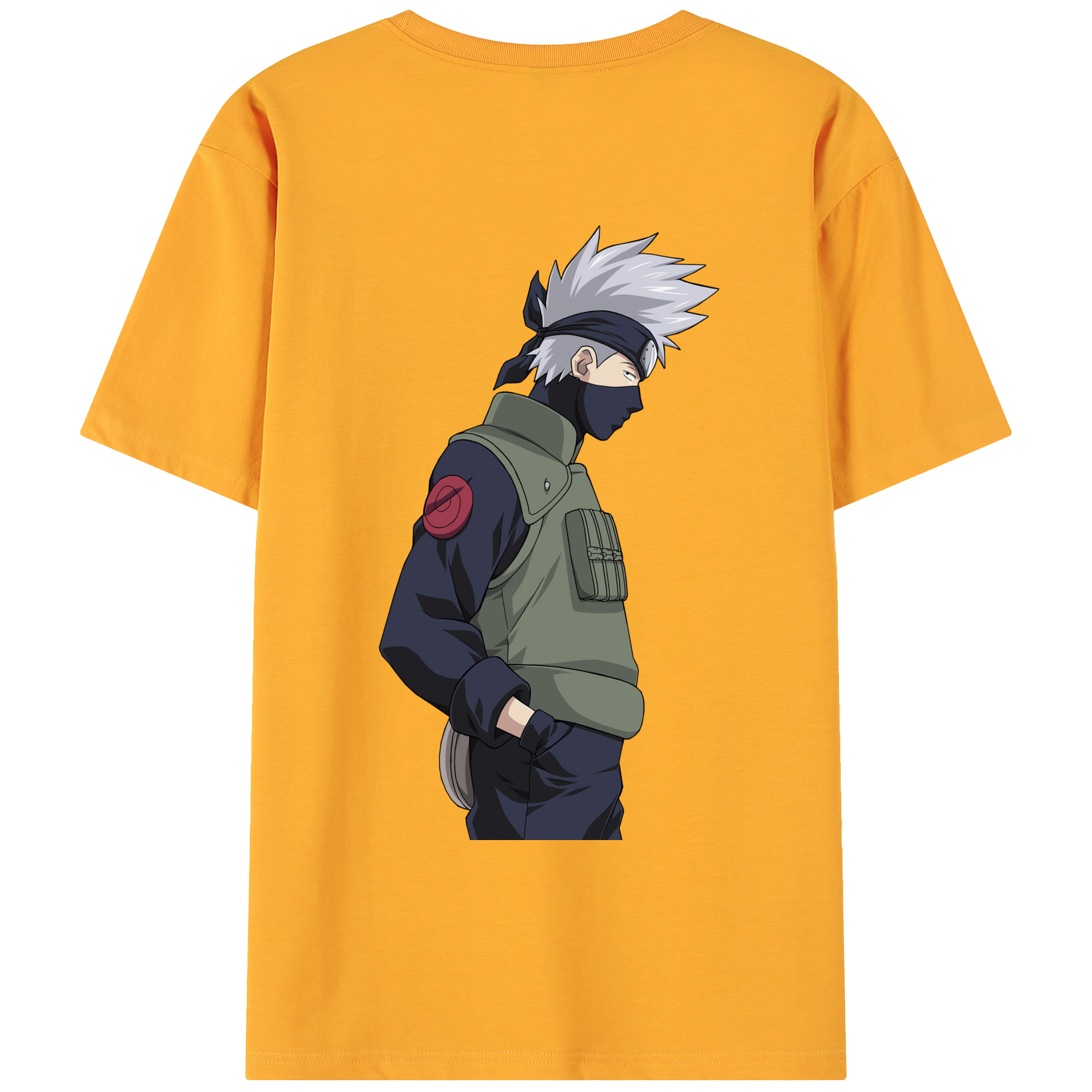 （画像用） NARUTO -ナルト- はたけ カカシ Hatake Kakashi 綿100％ メンズ半袖Tシャツ（バックプリント） 通気性