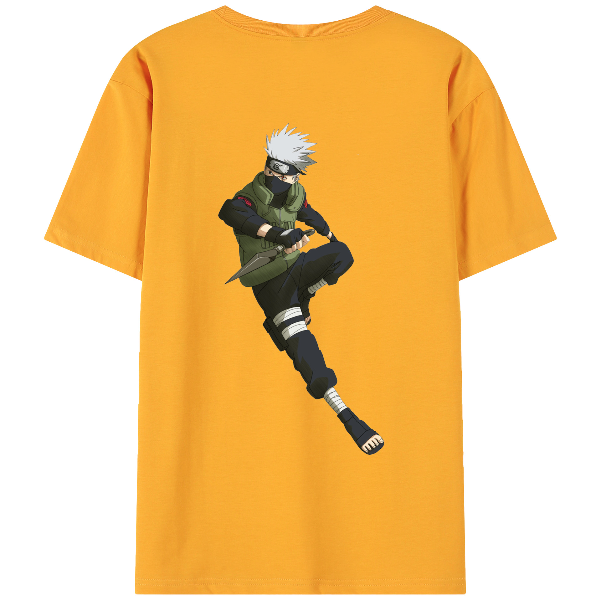 （画像用） NARUTO -ナルト- はたけ カカシ Hatake Kakashi 綿100％ メンズ半袖Tシャツ（バックプリント） 通気性