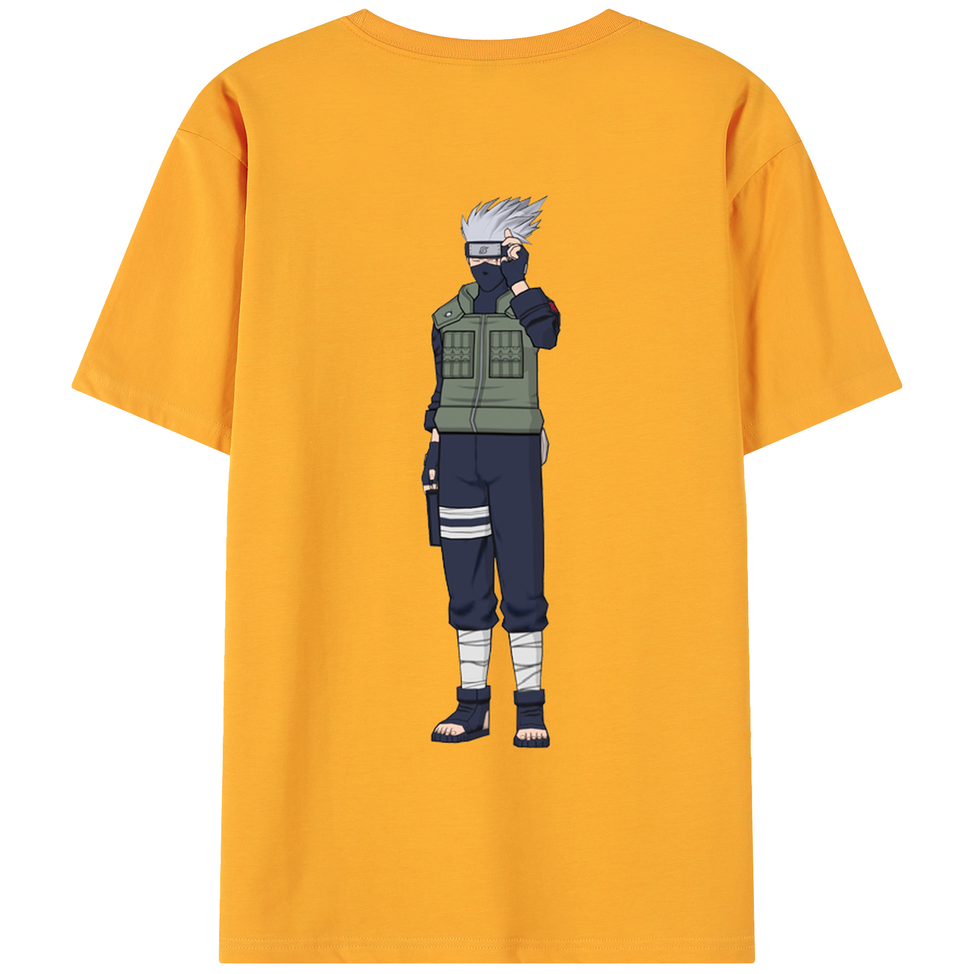 （画像用） NARUTO -ナルト- はたけ カカシ Hatake Kakashi 綿100％ メンズ半袖Tシャツ（バックプリント） 通気性