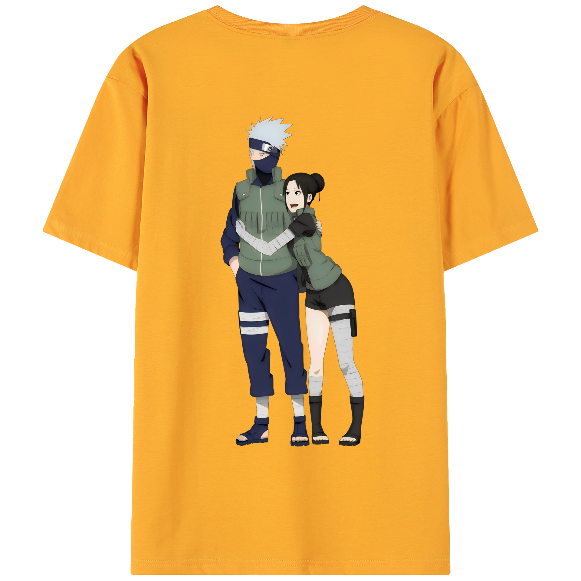 （画像用） NARUTO -ナルト- はたけ カカシ Hatake Kakashi 綿100％ メンズ半袖Tシャツ（バックプリント） 通気性