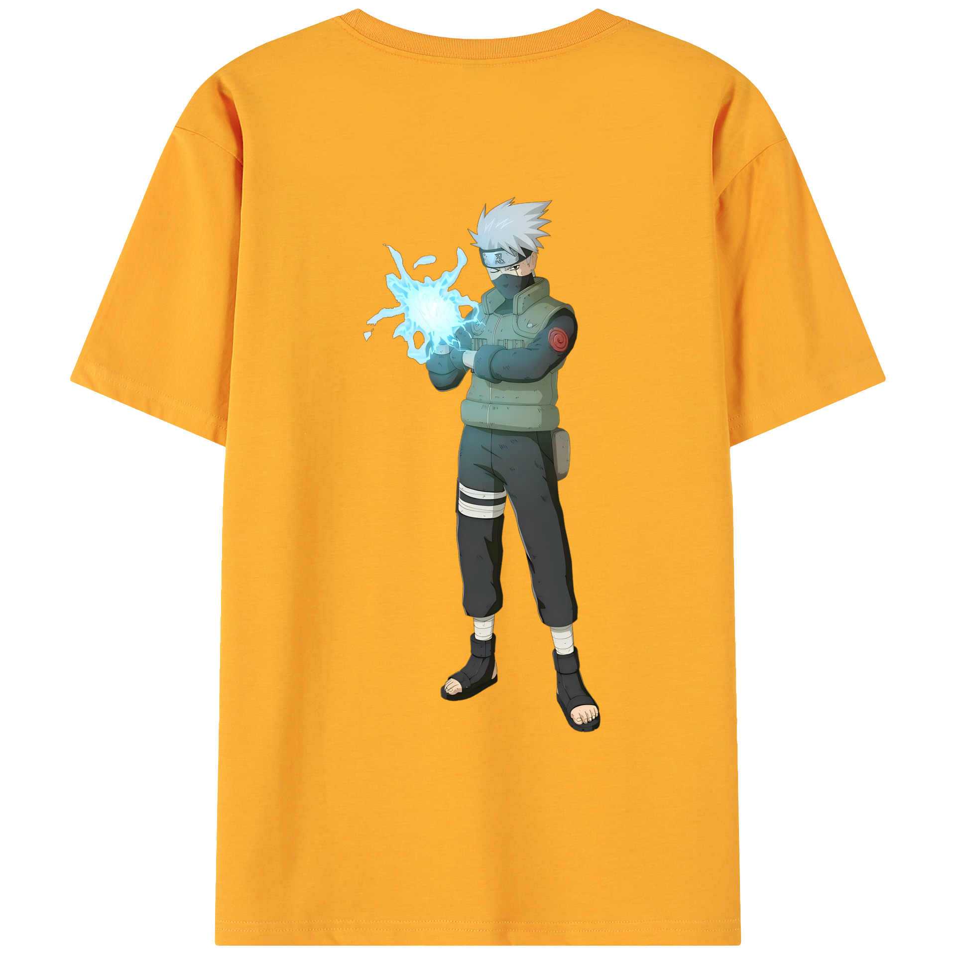 （画像用） NARUTO -ナルト- はたけ カカシ Hatake Kakashi 綿100％ メンズ半袖Tシャツ（バックプリント） 通気性