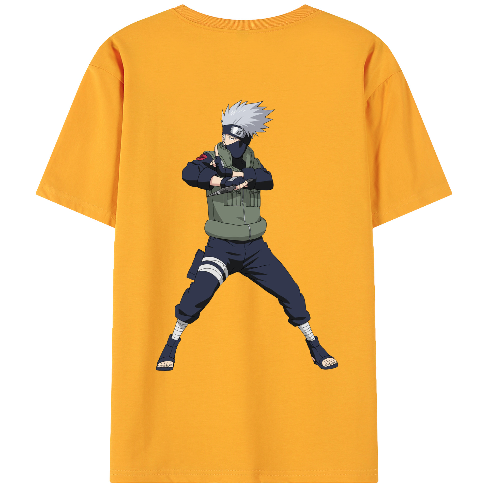（画像用） NARUTO -ナルト- はたけ カカシ Hatake Kakashi 綿100％ メンズ半袖Tシャツ（バックプリント） 通気性
