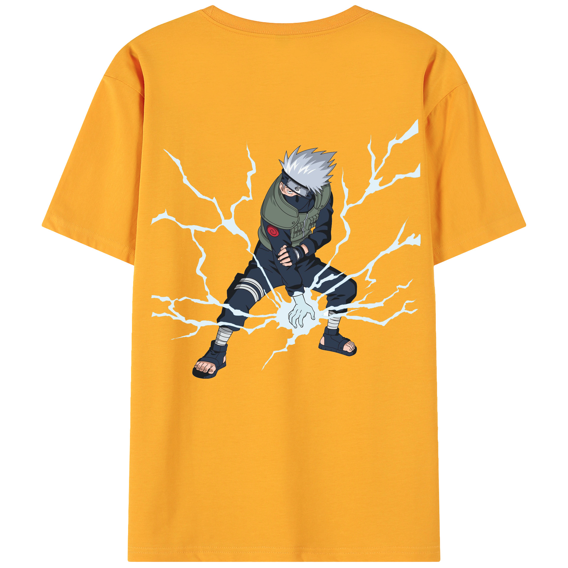 （画像用） NARUTO -ナルト- はたけ カカシ Hatake Kakashi 綿100％ メンズ半袖Tシャツ（バックプリント） 通気性