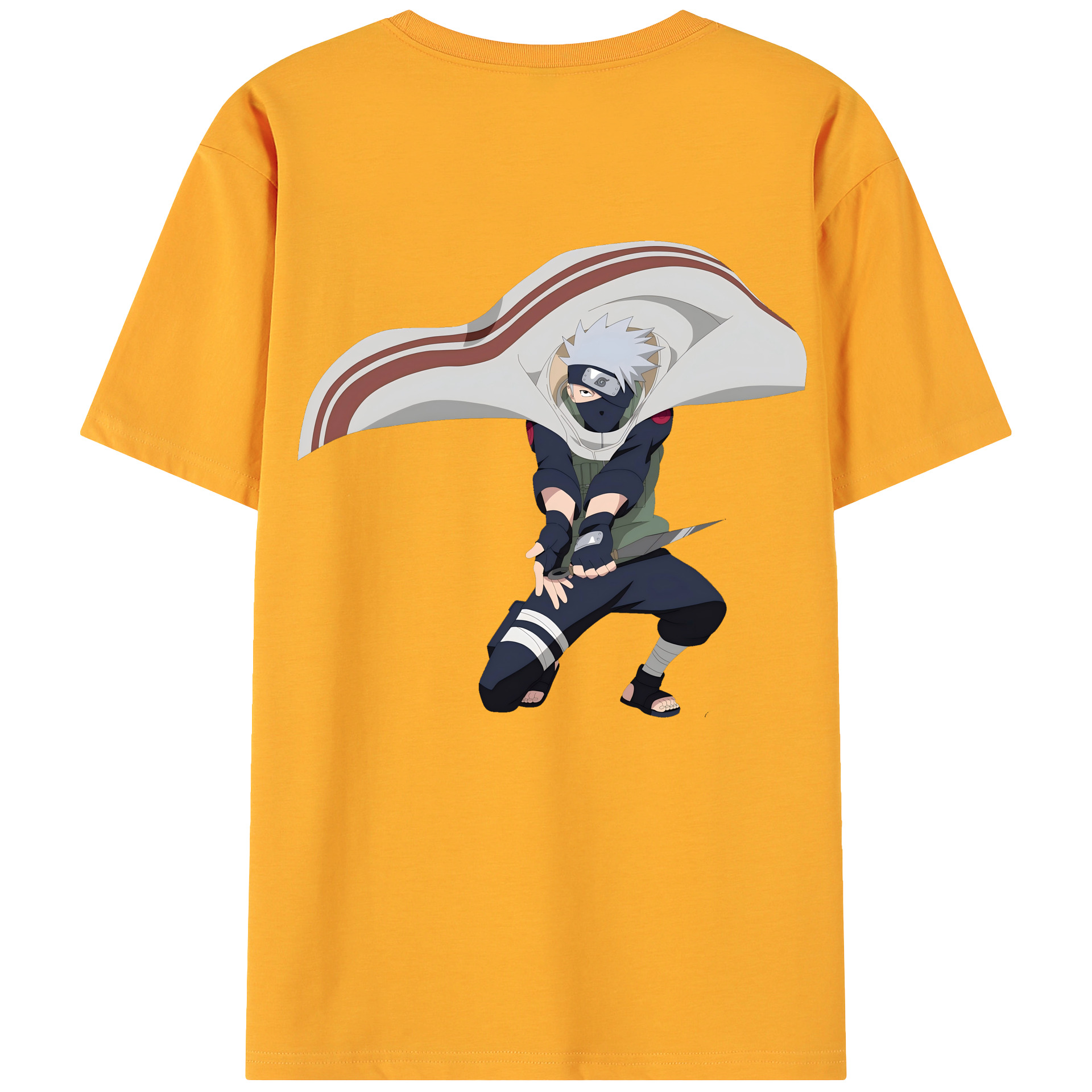 （画像用） NARUTO -ナルト- はたけ カカシ Hatake Kakashi 綿100％ メンズ半袖Tシャツ（バックプリント） 通気性
