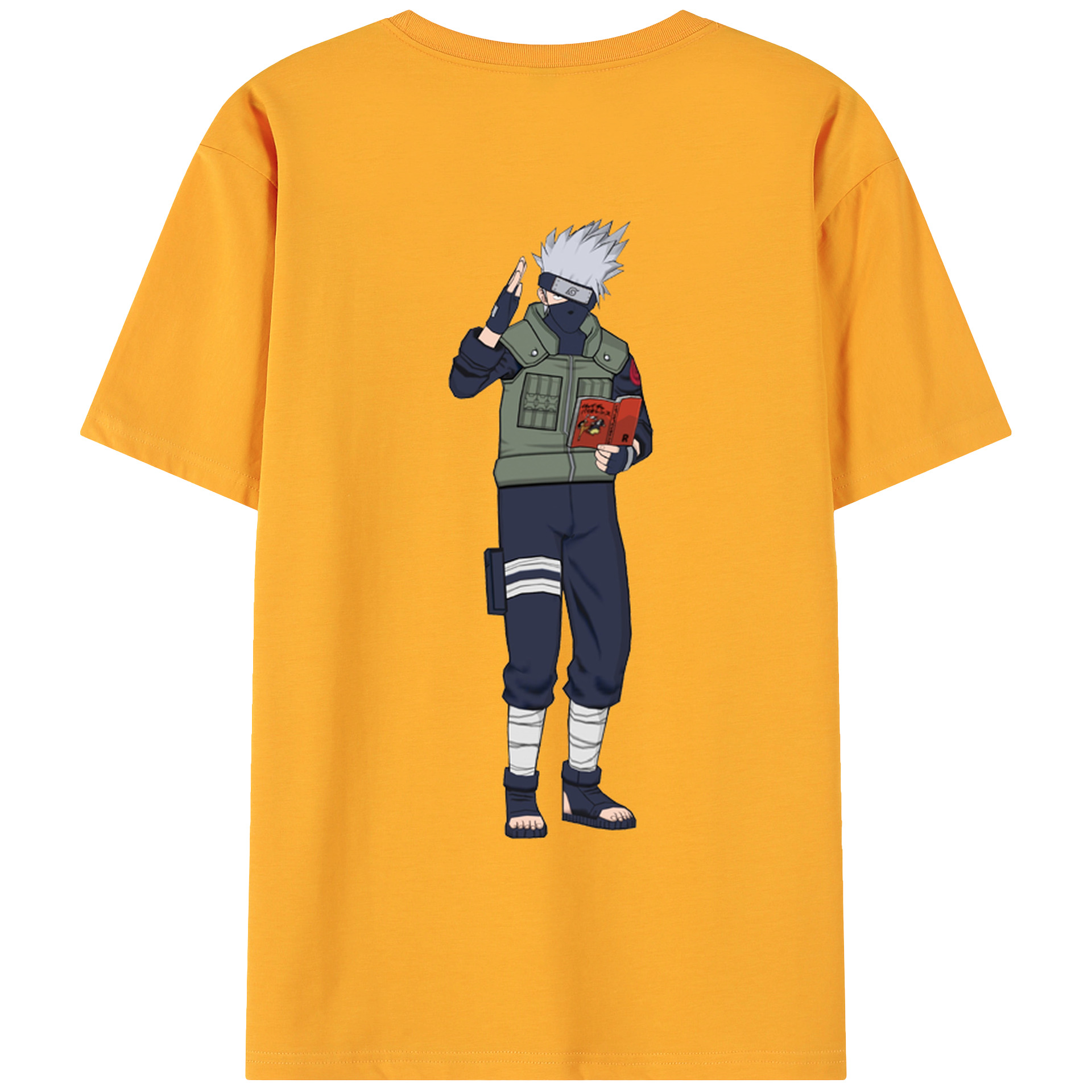 （画像用） NARUTO -ナルト- はたけ カカシ Hatake Kakashi 綿100％ メンズ半袖Tシャツ（バックプリント） 通気性