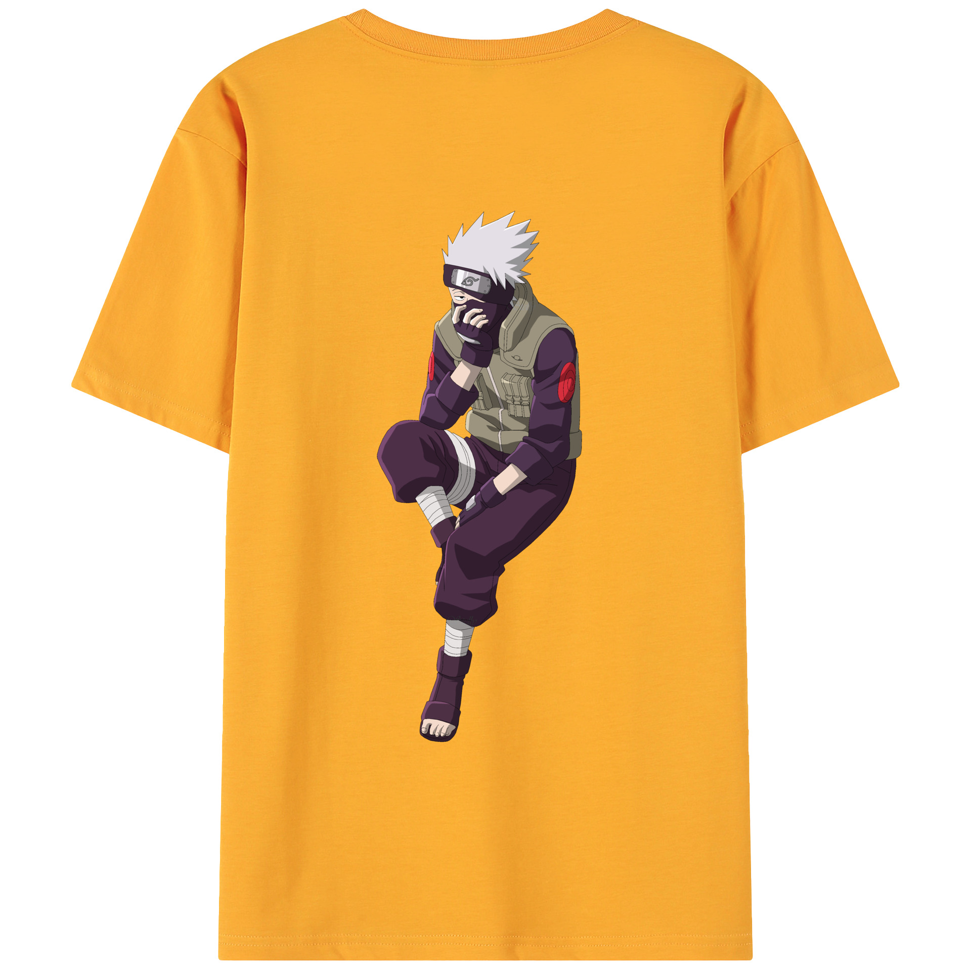 （画像用） NARUTO -ナルト- はたけ カカシ Hatake Kakashi 綿100％ メンズ半袖Tシャツ（バックプリント） 通気性