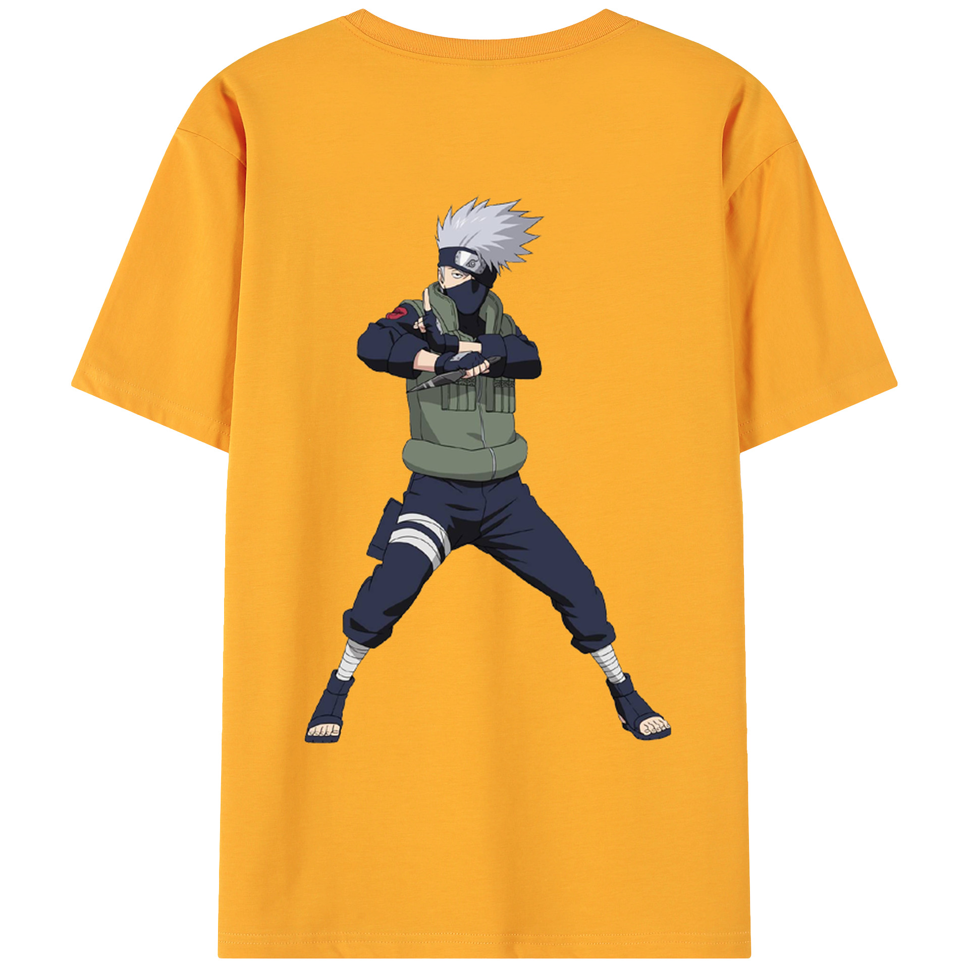（画像用） NARUTO -ナルト- はたけ カカシ Hatake Kakashi 綿100％ メンズ半袖Tシャツ（バックプリント） 通気性