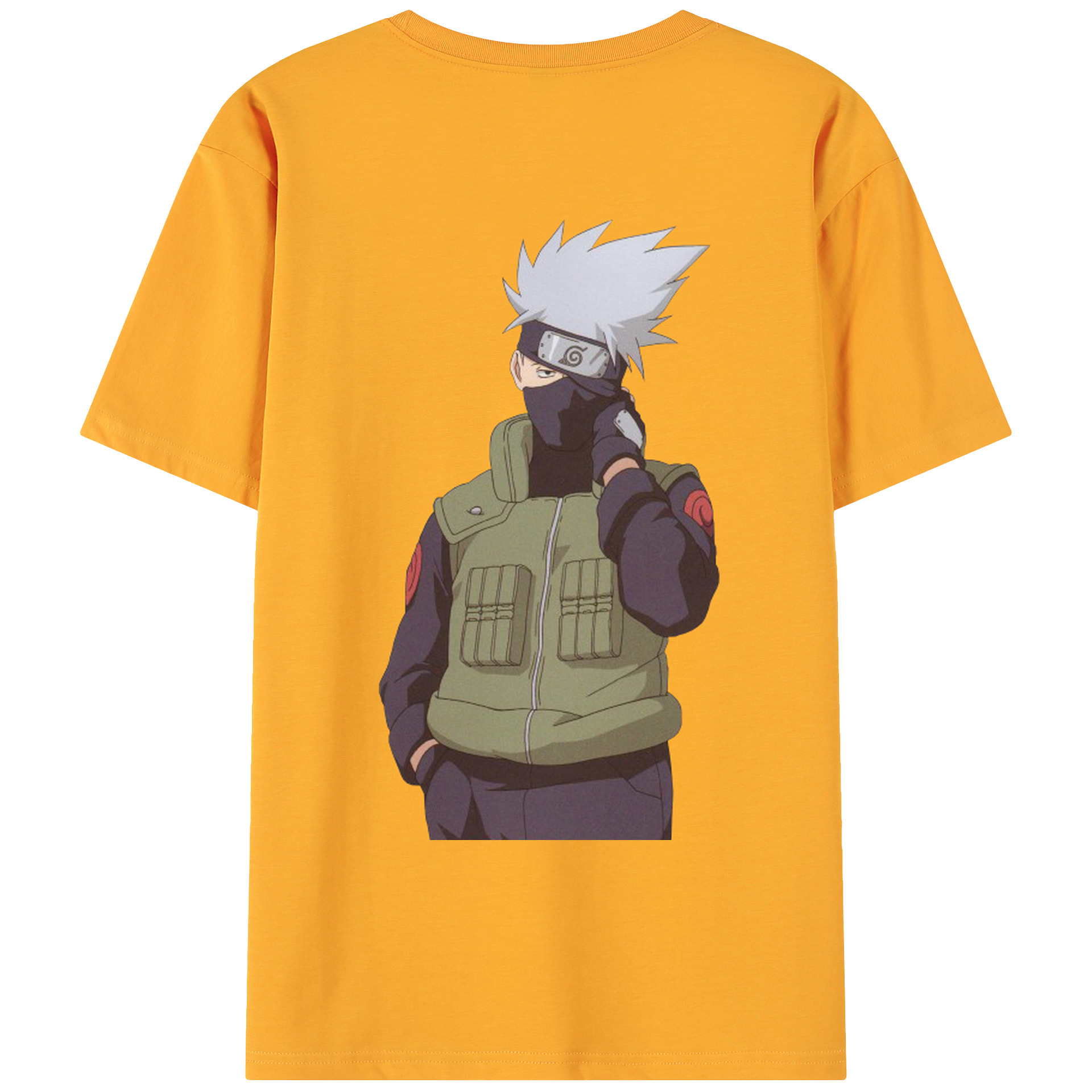 （画像用） NARUTO -ナルト- はたけ カカシ Hatake Kakashi 綿100％ メンズ半袖Tシャツ（バックプリント） 通気性
