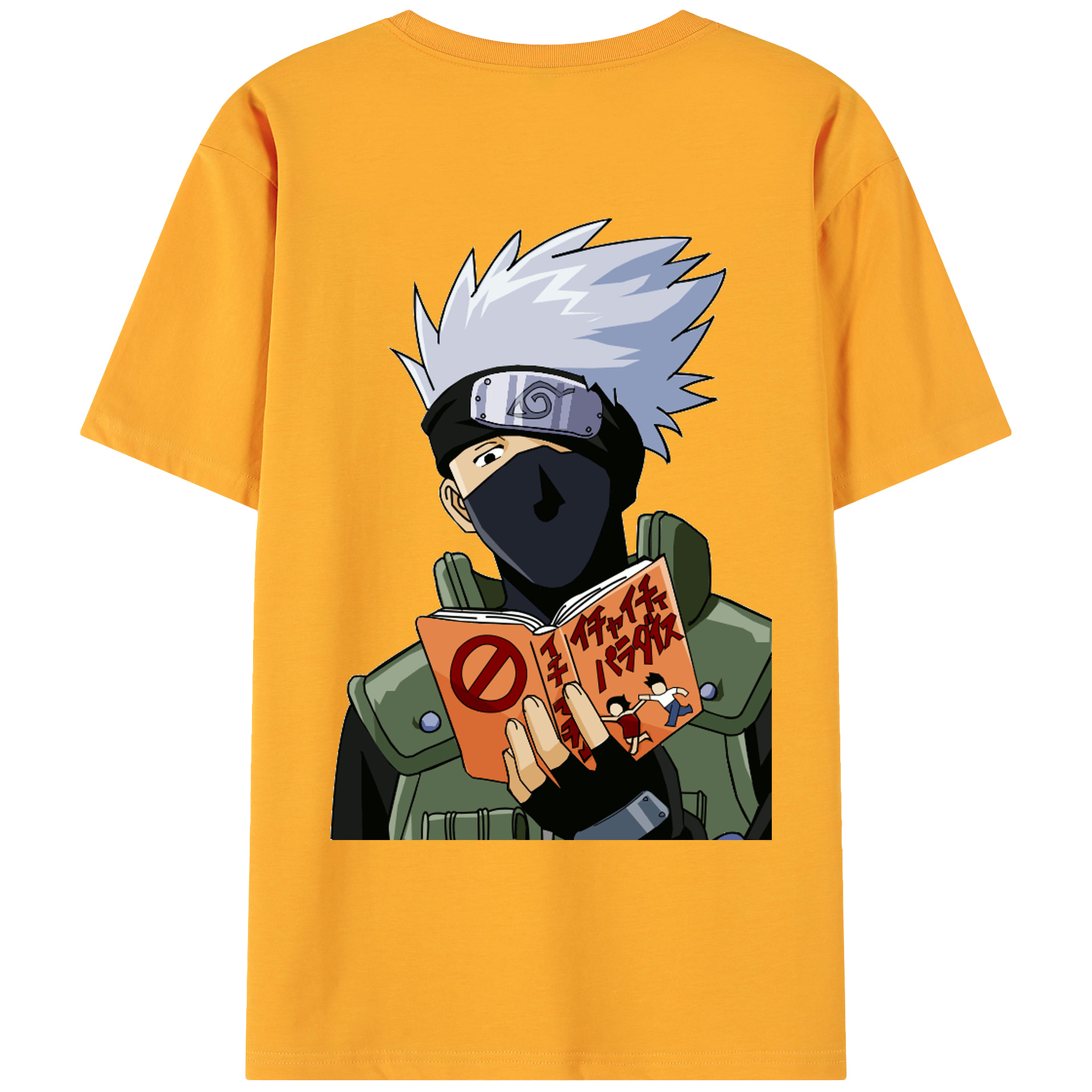 （画像用） NARUTO -ナルト- はたけ カカシ Hatake Kakashi 綿100％ メンズ半袖Tシャツ（バックプリント） 通気性