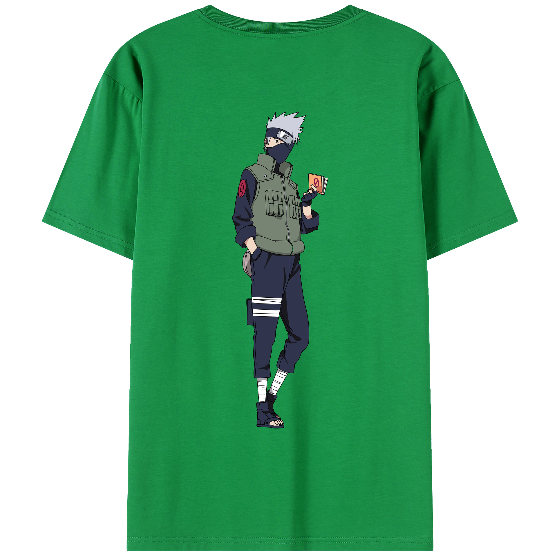 （画像用） NARUTO -ナルト- はたけ カカシ Hatake Kakashi 綿100％ メンズ半袖Tシャツ（バックプリント） 通気性