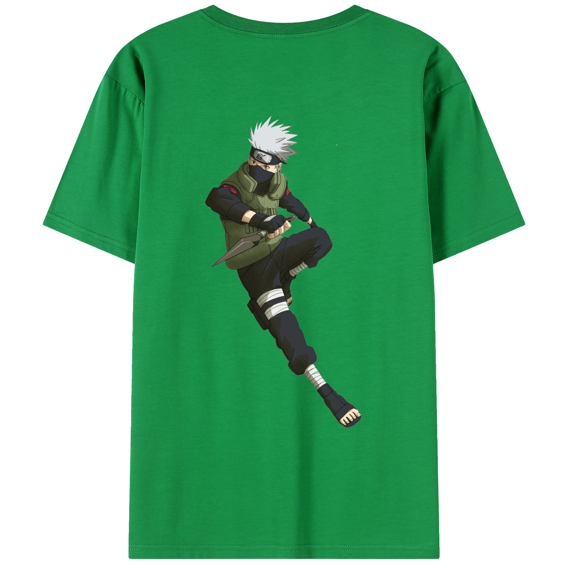 （画像用） NARUTO -ナルト- はたけ カカシ Hatake Kakashi 綿100％ メンズ半袖Tシャツ（バックプリント） 通気性