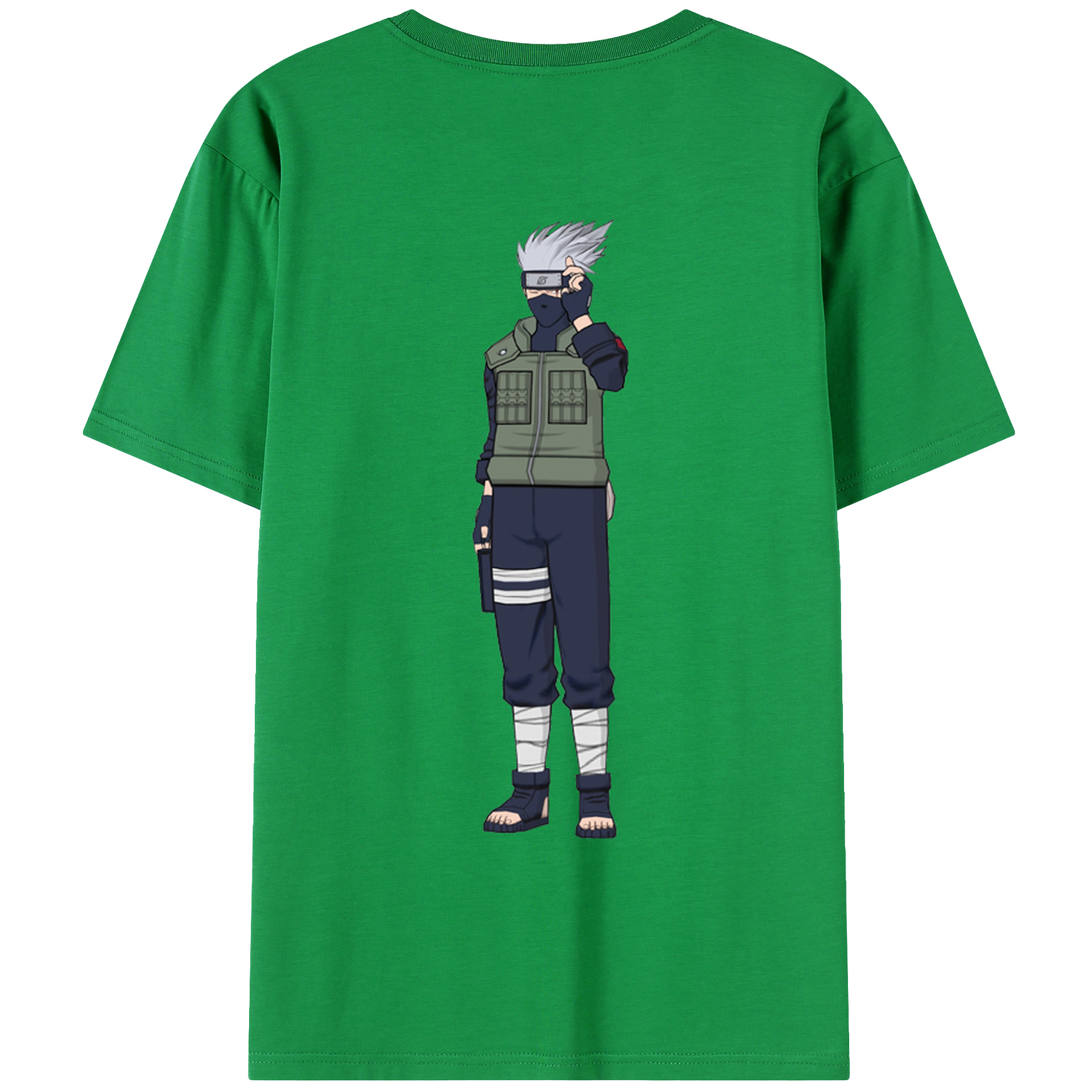 （画像用） NARUTO -ナルト- はたけ カカシ Hatake Kakashi 綿100％ メンズ半袖Tシャツ（バックプリント） 通気性