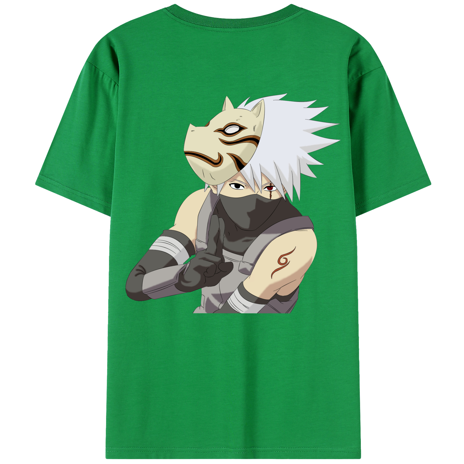 （画像用） NARUTO -ナルト- はたけ カカシ Hatake Kakashi 綿100％ メンズ半袖Tシャツ（バックプリント） 通気性