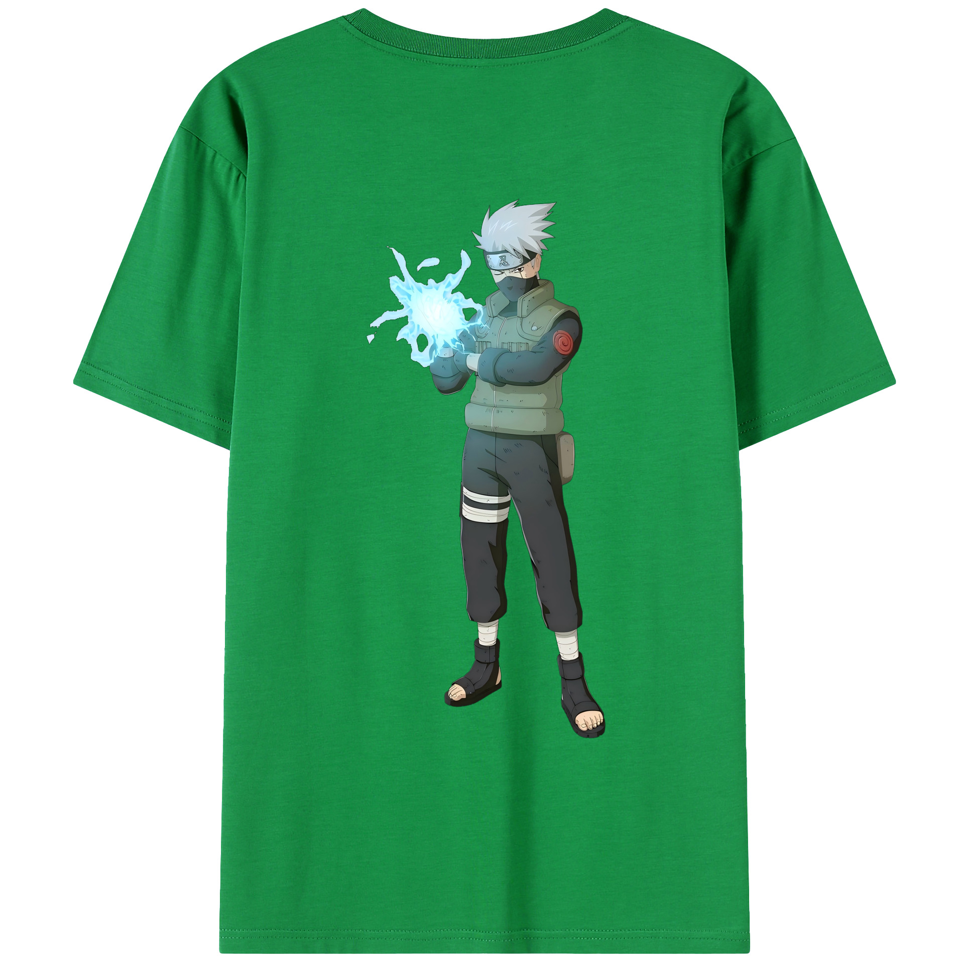 （画像用） NARUTO -ナルト- はたけ カカシ Hatake Kakashi 綿100％ メンズ半袖Tシャツ（バックプリント） 通気性