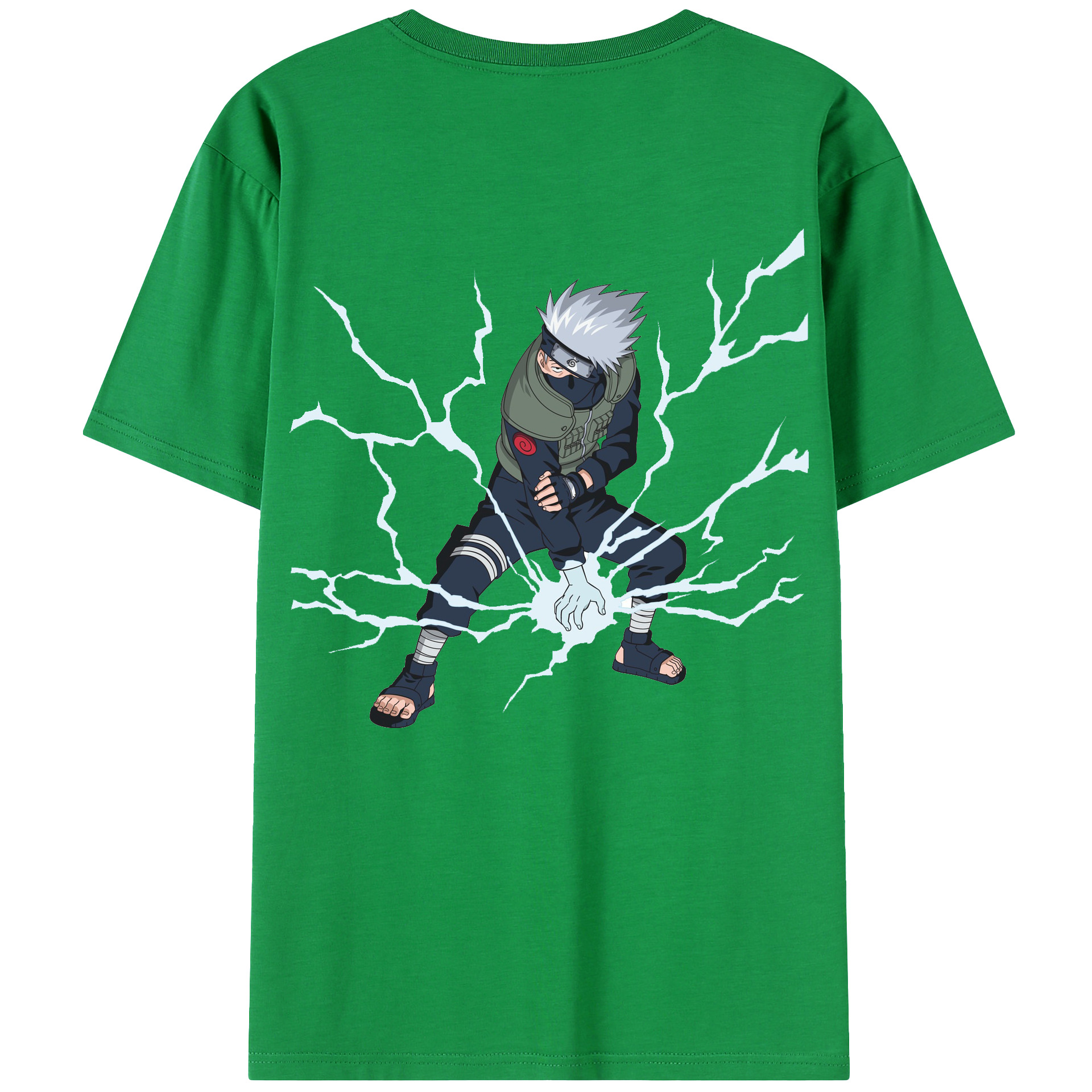 （画像用） NARUTO -ナルト- はたけ カカシ Hatake Kakashi 綿100％ メンズ半袖Tシャツ（バックプリント） 通気性