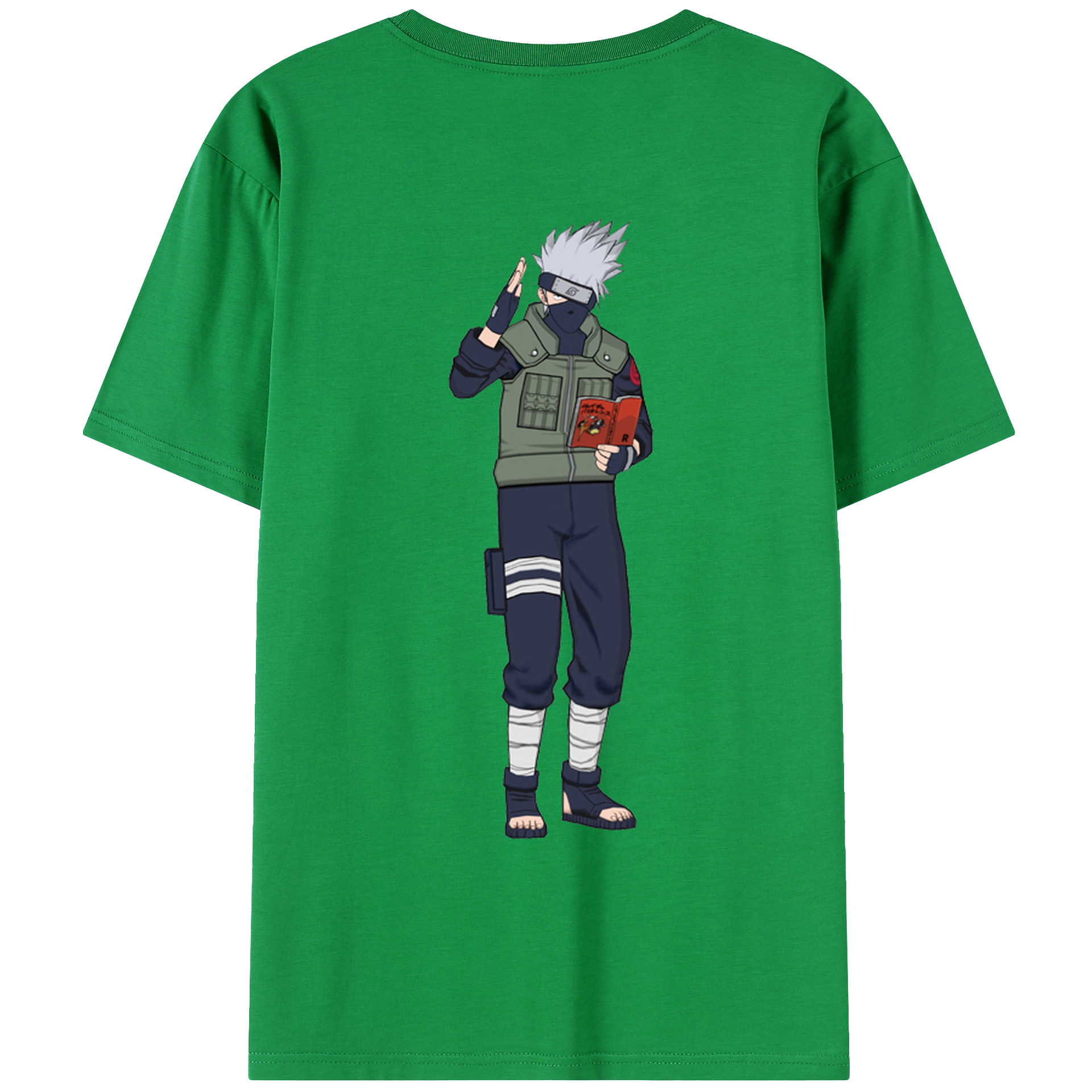 （画像用） NARUTO -ナルト- はたけ カカシ Hatake Kakashi 綿100％ メンズ半袖Tシャツ（バックプリント） 通気性