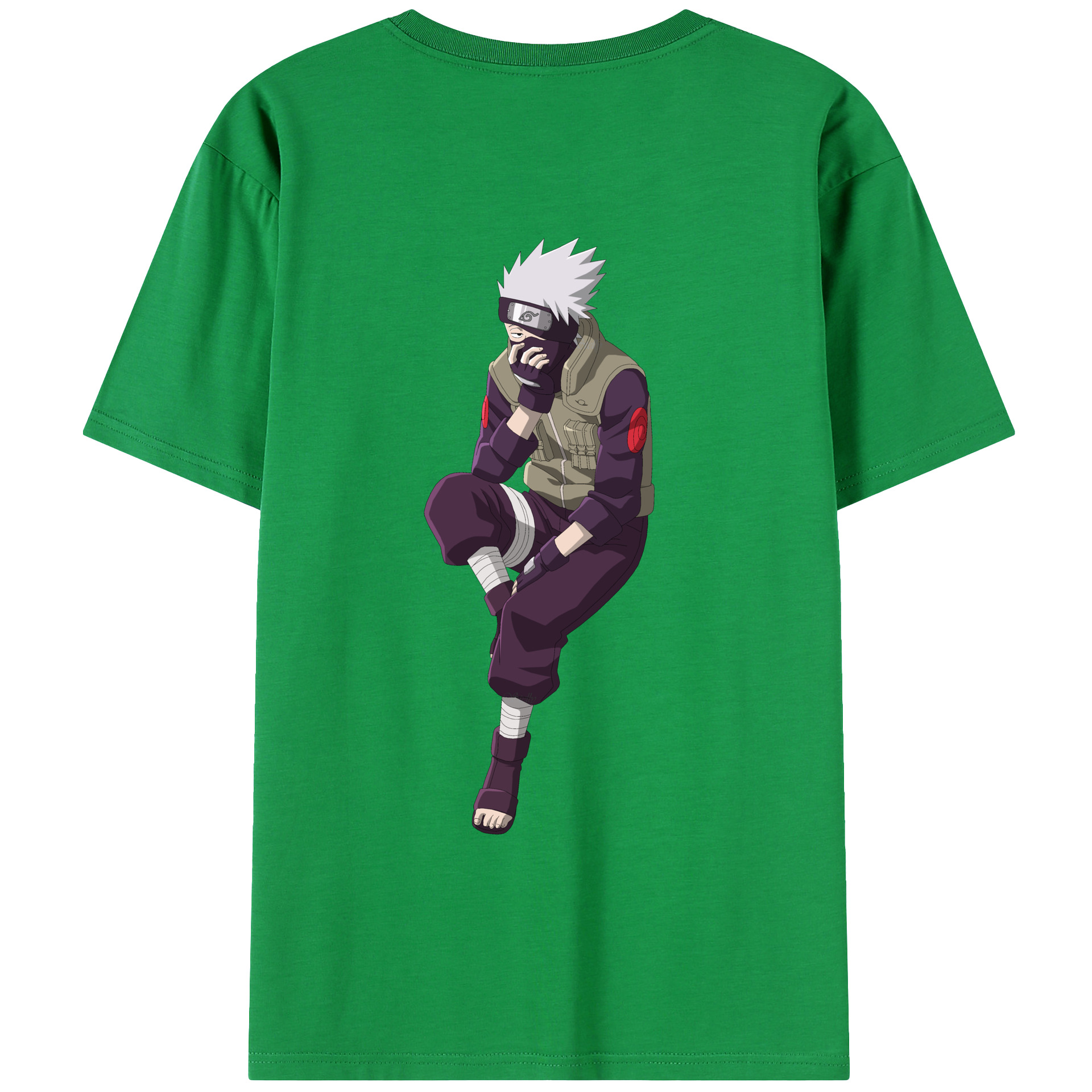 （画像用） NARUTO -ナルト- はたけ カカシ Hatake Kakashi 綿100％ メンズ半袖Tシャツ（バックプリント） 通気性