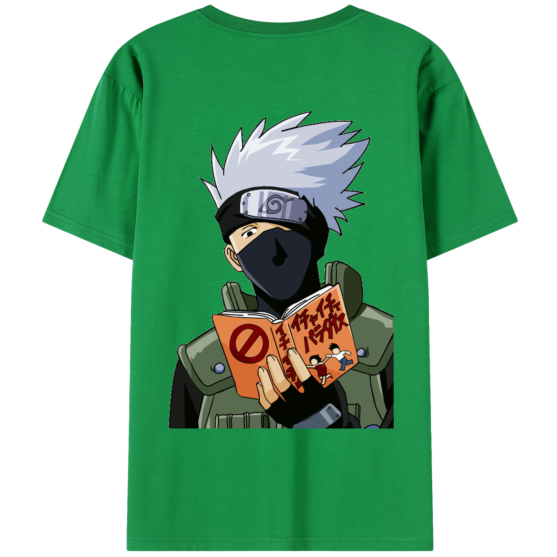 （画像用） NARUTO -ナルト- はたけ カカシ Hatake Kakashi 綿100％ メンズ半袖Tシャツ（バックプリント） 通気性