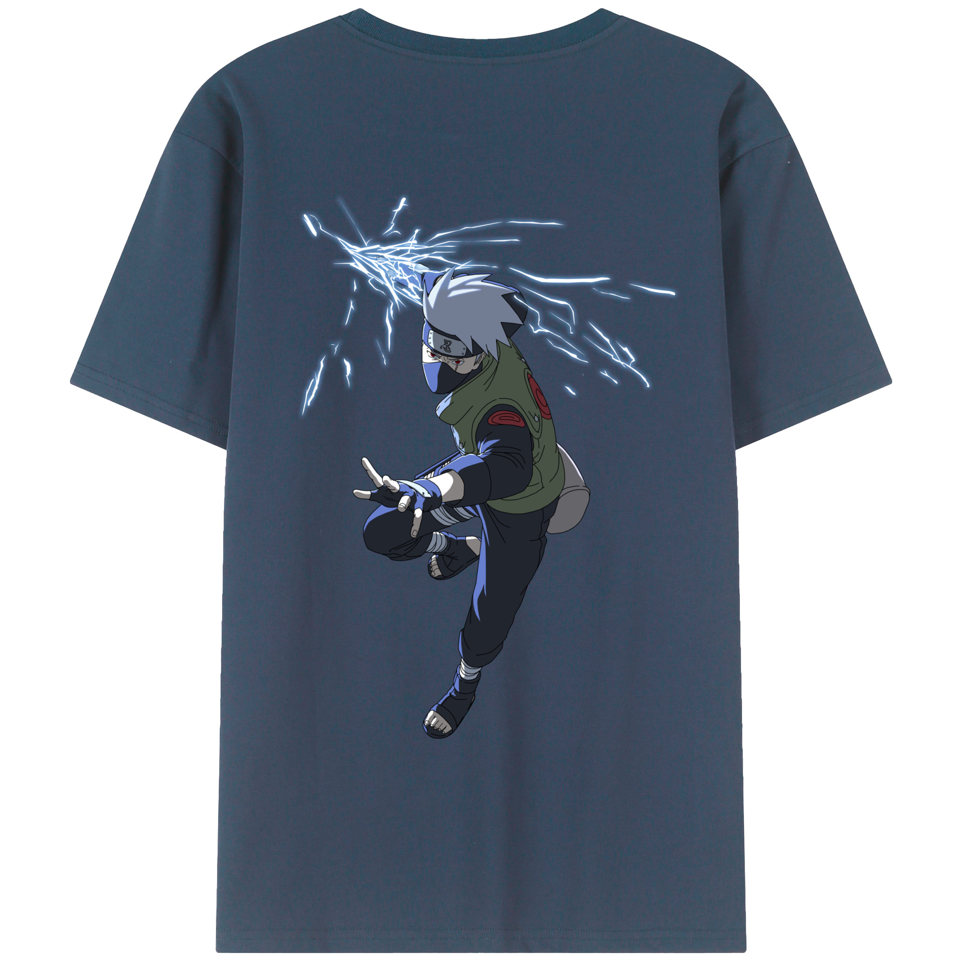（画像用） NARUTO -ナルト- はたけ カカシ Hatake Kakashi 綿100％ メンズ半袖Tシャツ（バックプリント） 通気性