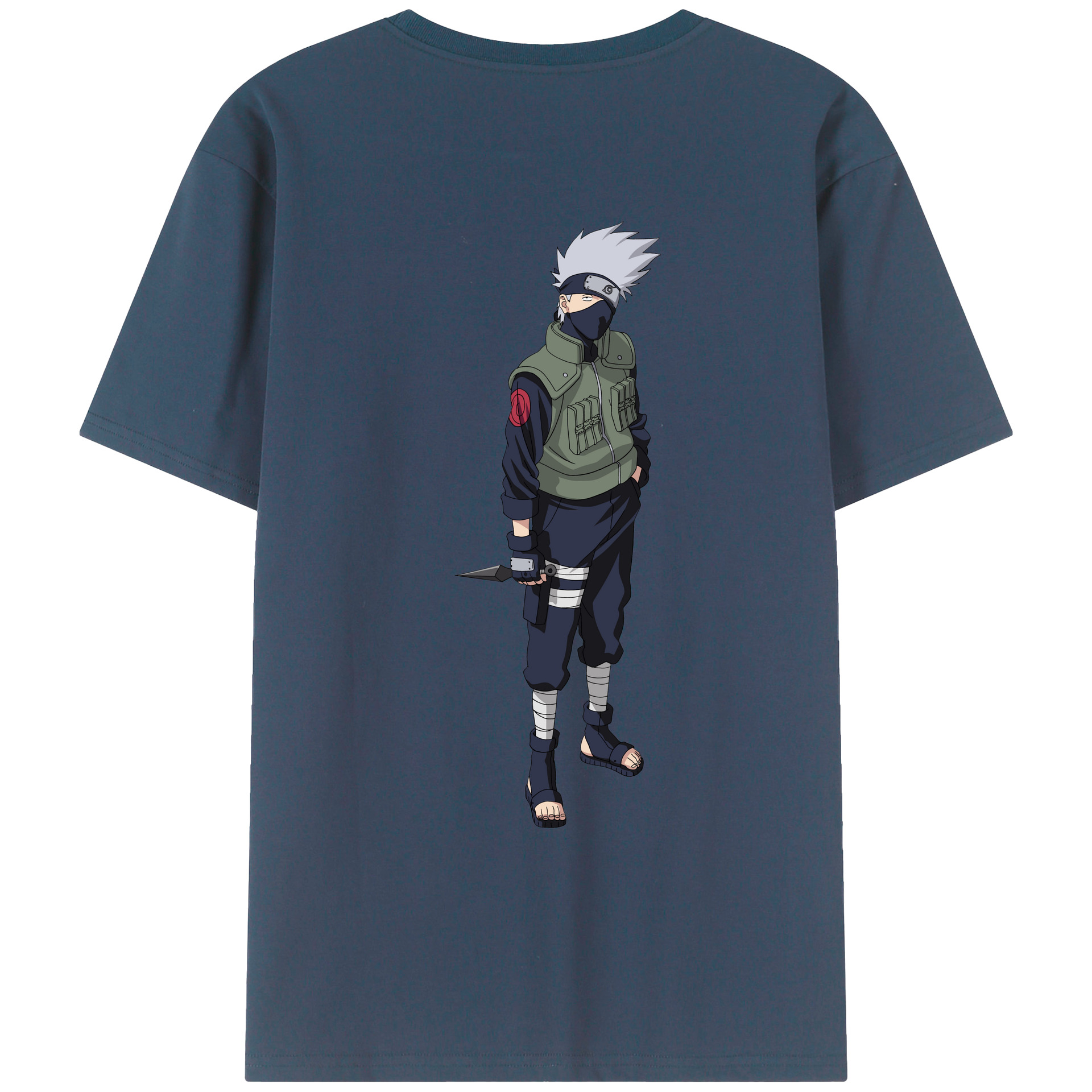 （画像用） NARUTO -ナルト- はたけ カカシ Hatake Kakashi 綿100％ メンズ半袖Tシャツ（バックプリント） 通気性