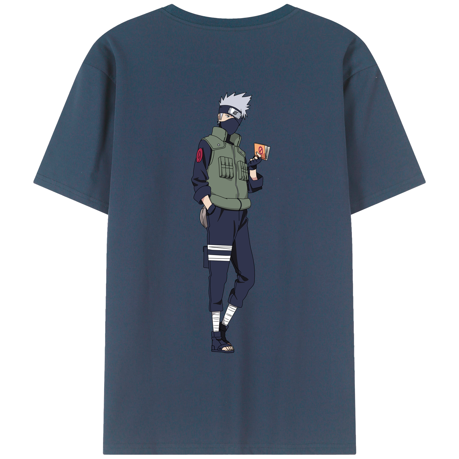 （画像用） NARUTO -ナルト- はたけ カカシ Hatake Kakashi 綿100％ メンズ半袖Tシャツ（バックプリント） 通気性