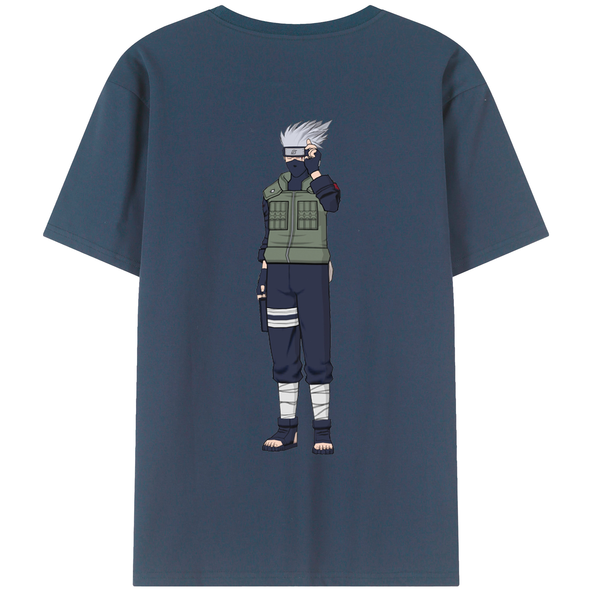 （画像用） NARUTO -ナルト- はたけ カカシ Hatake Kakashi 綿100％ メンズ半袖Tシャツ（バックプリント） 通気性