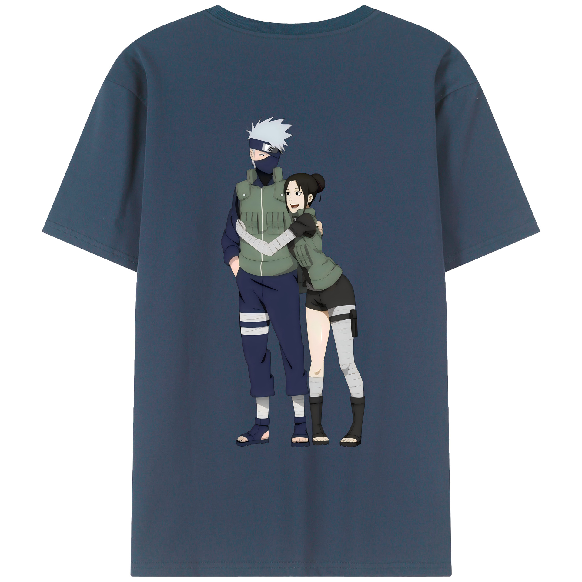 （画像用） NARUTO -ナルト- はたけ カカシ Hatake Kakashi 綿100％ メンズ半袖Tシャツ（バックプリント） 通気性