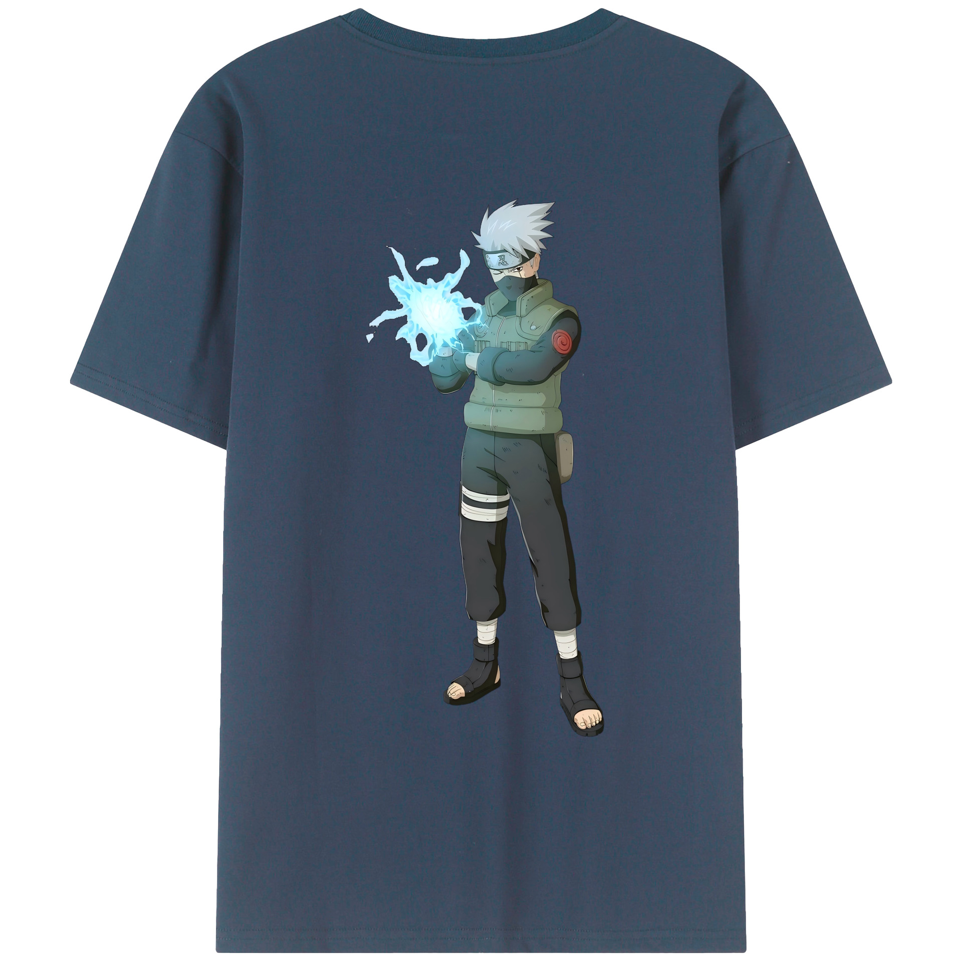 （画像用） NARUTO -ナルト- はたけ カカシ Hatake Kakashi 綿100％ メンズ半袖Tシャツ（バックプリント） 通気性