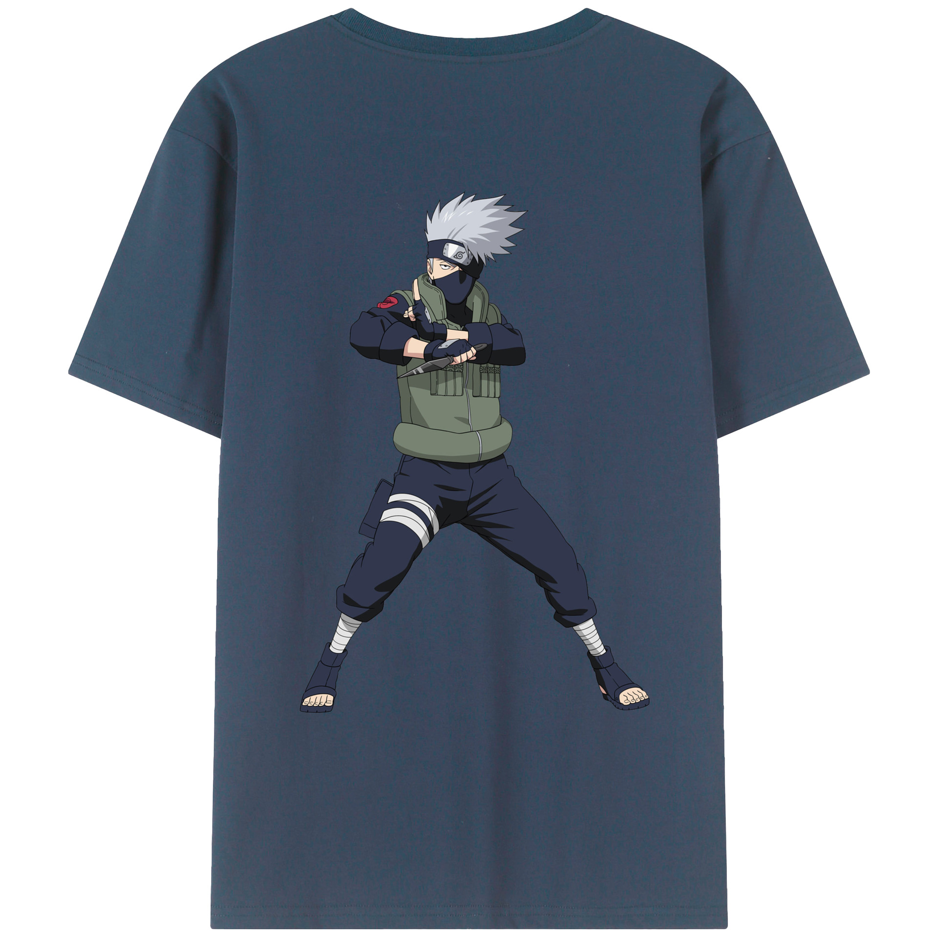 （画像用） NARUTO -ナルト- はたけ カカシ Hatake Kakashi 綿100％ メンズ半袖Tシャツ（バックプリント） 通気性