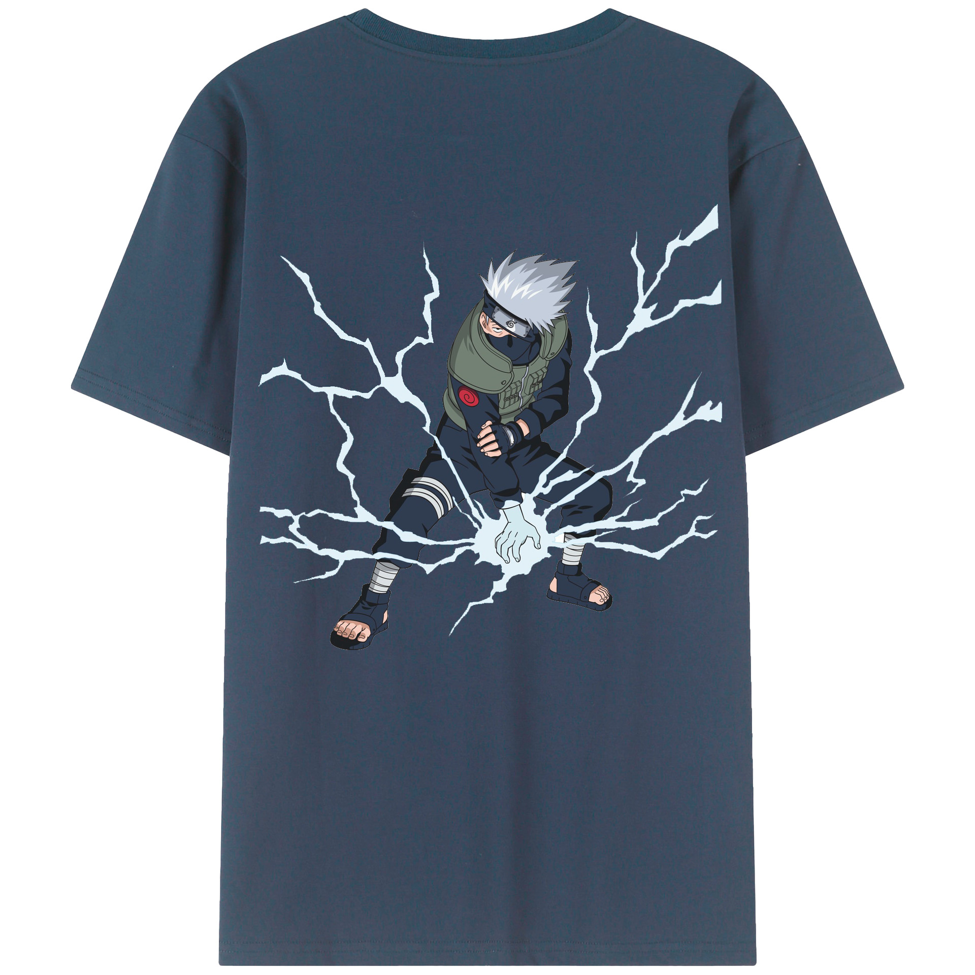 （画像用） NARUTO -ナルト- はたけ カカシ Hatake Kakashi 綿100％ メンズ半袖Tシャツ（バックプリント） 通気性