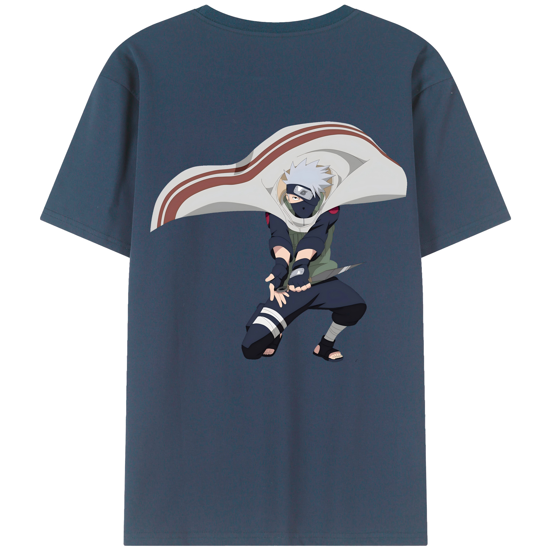 （画像用） NARUTO -ナルト- はたけ カカシ Hatake Kakashi 綿100％ メンズ半袖Tシャツ（バックプリント） 通気性
