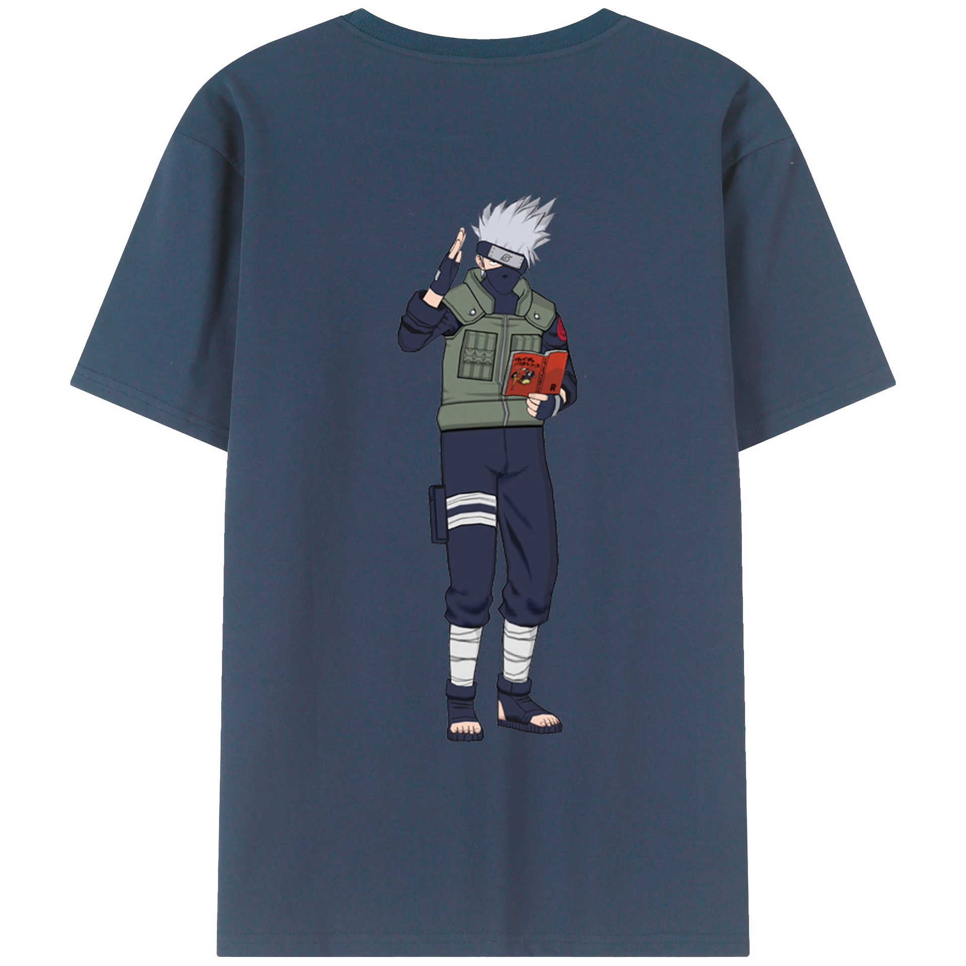 （画像用） NARUTO -ナルト- はたけ カカシ Hatake Kakashi 綿100％ メンズ半袖Tシャツ（バックプリント） 通気性