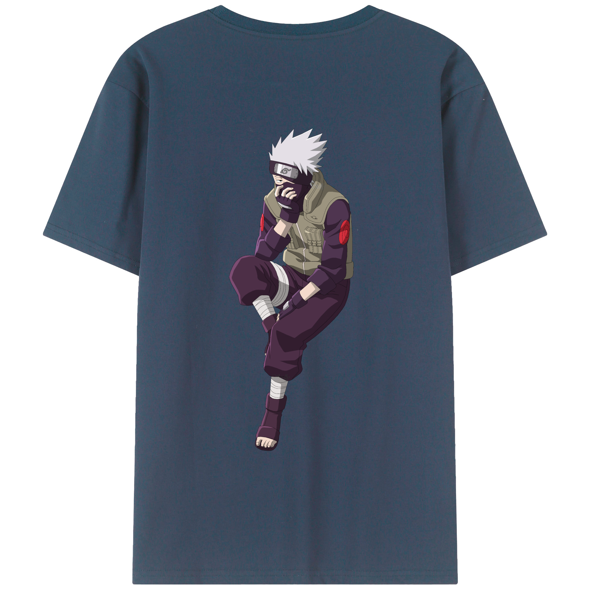 （画像用） NARUTO -ナルト- はたけ カカシ Hatake Kakashi 綿100％ メンズ半袖Tシャツ（バックプリント） 通気性