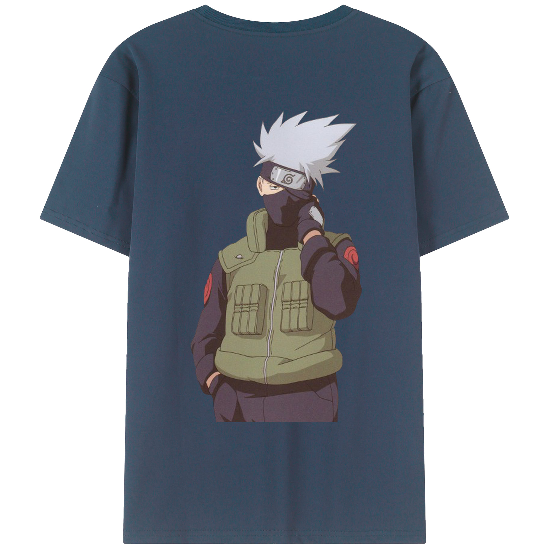 （画像用） NARUTO -ナルト- はたけ カカシ Hatake Kakashi 綿100％ メンズ半袖Tシャツ（バックプリント） 通気性
