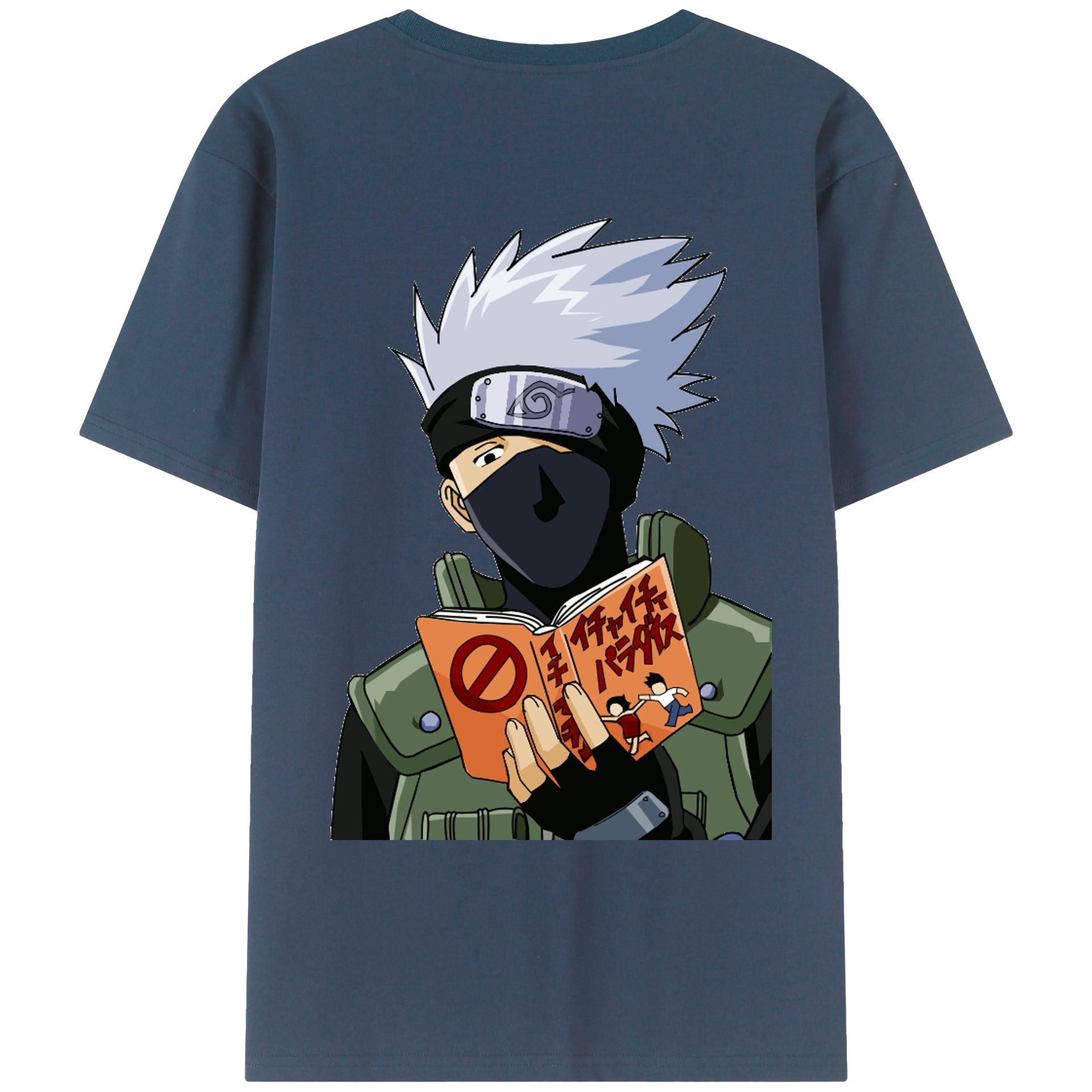 （画像用） NARUTO -ナルト- はたけ カカシ Hatake Kakashi 綿100％ メンズ半袖Tシャツ（バックプリント） 通気性