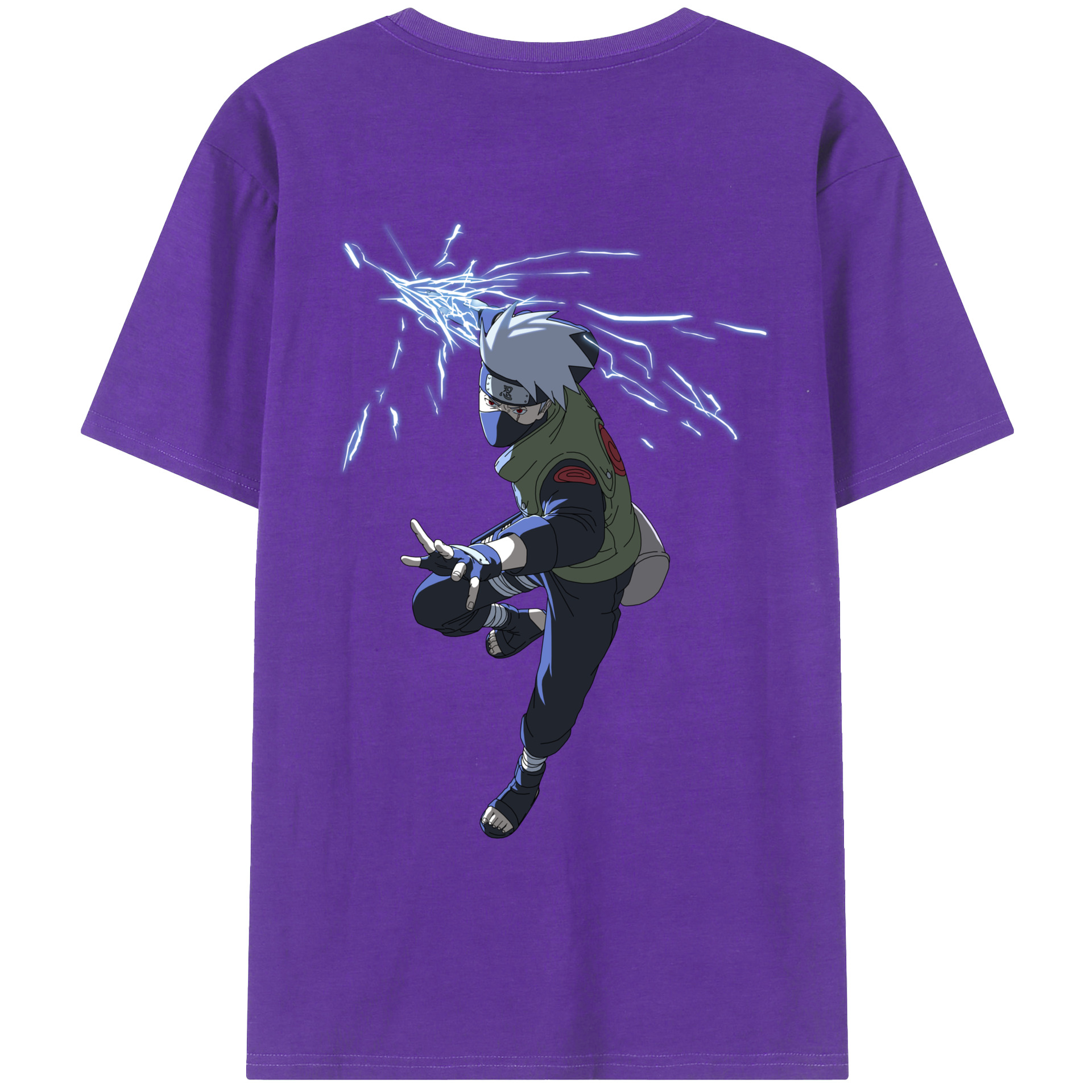 （画像用） NARUTO -ナルト- はたけ カカシ Hatake Kakashi 綿100％ メンズ半袖Tシャツ（バックプリント） 通気性