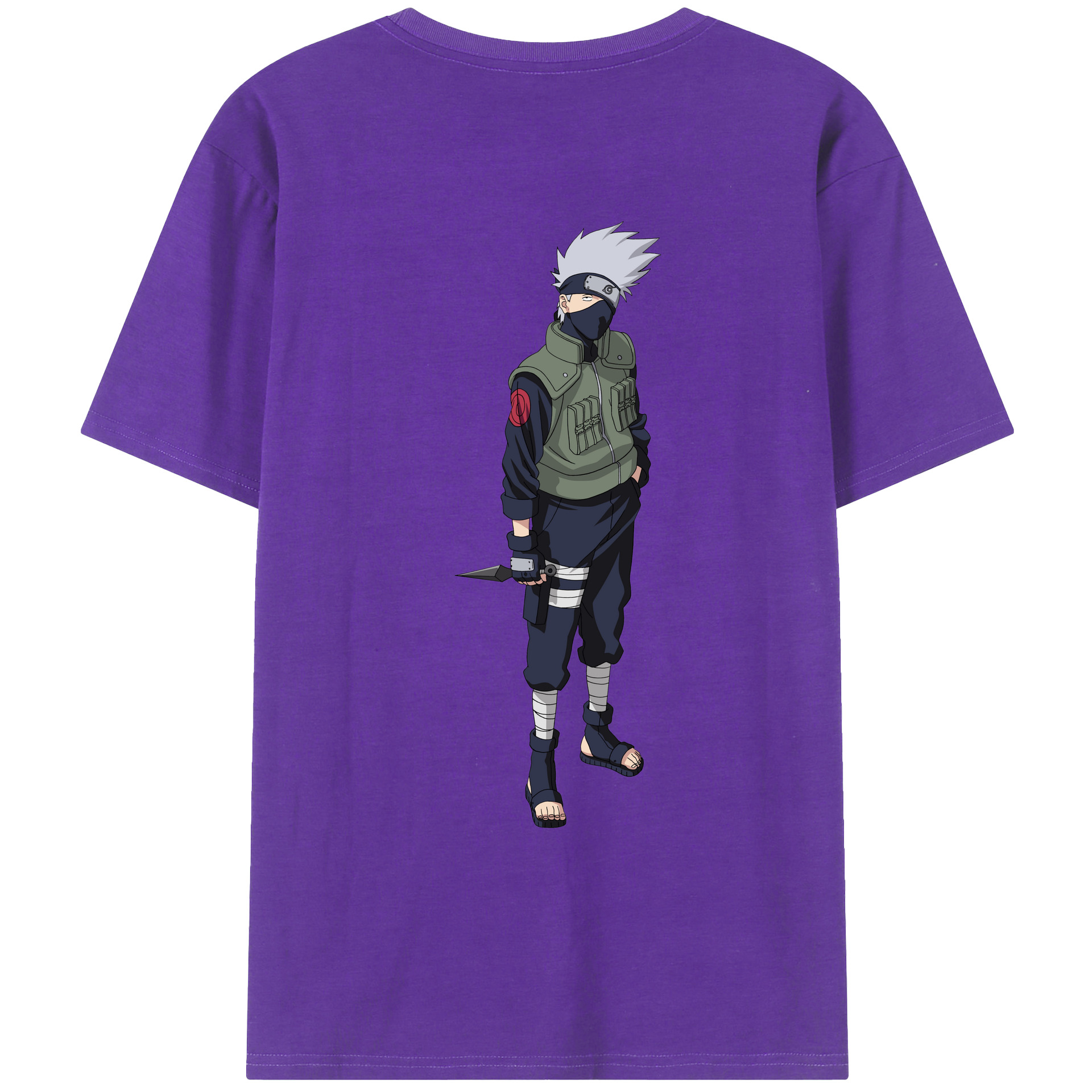 （画像用） NARUTO -ナルト- はたけ カカシ Hatake Kakashi 綿100％ メンズ半袖Tシャツ（バックプリント） 通気性