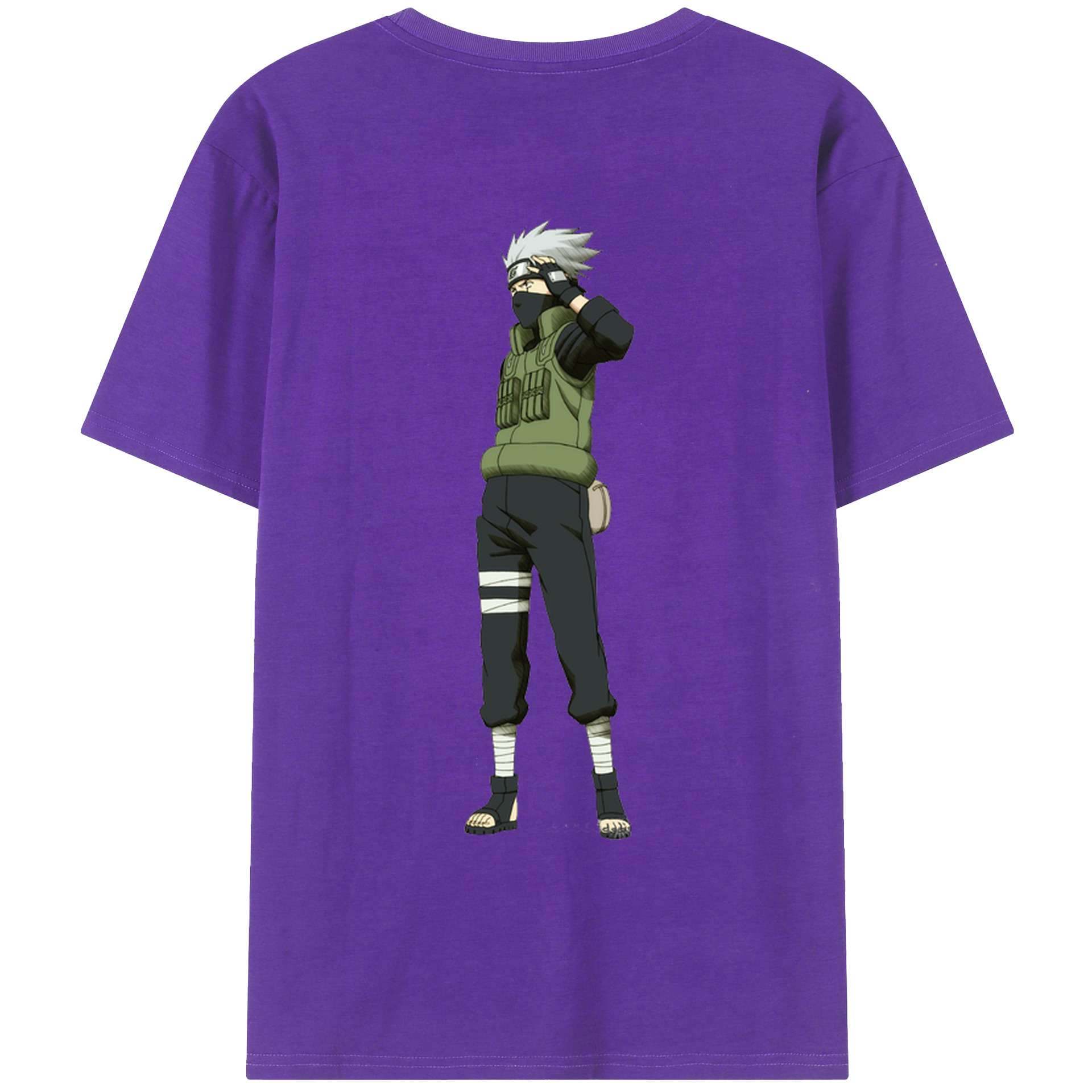 （画像用） NARUTO -ナルト- はたけ カカシ Hatake Kakashi 綿100％ メンズ半袖Tシャツ（バックプリント） 通気性