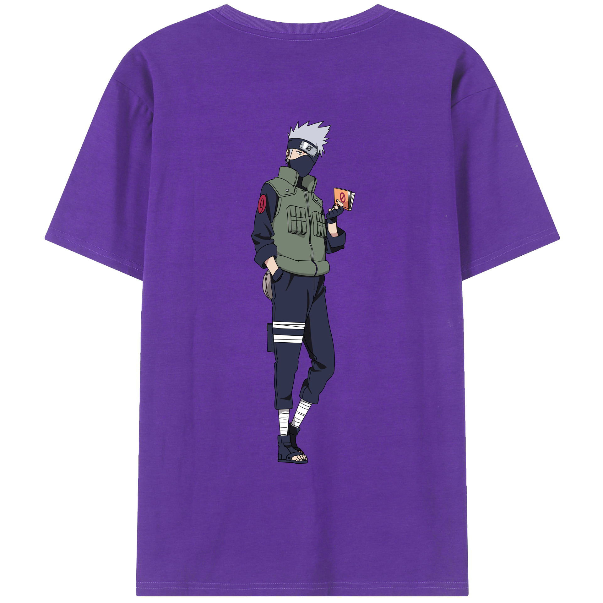 （画像用） NARUTO -ナルト- はたけ カカシ Hatake Kakashi 綿100％ メンズ半袖Tシャツ（バックプリント） 通気性