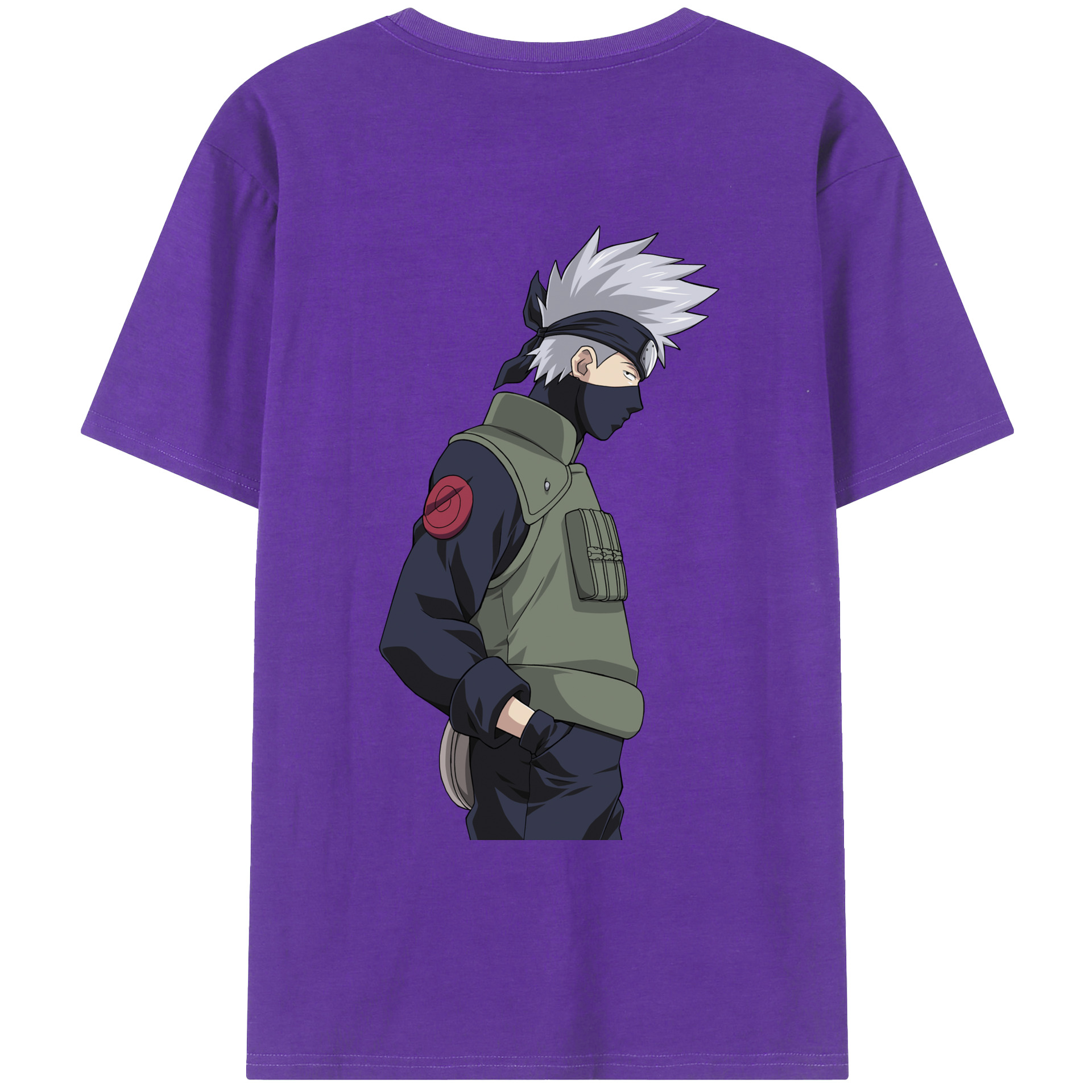 （画像用） NARUTO -ナルト- はたけ カカシ Hatake Kakashi 綿100％ メンズ半袖Tシャツ（バックプリント） 通気性