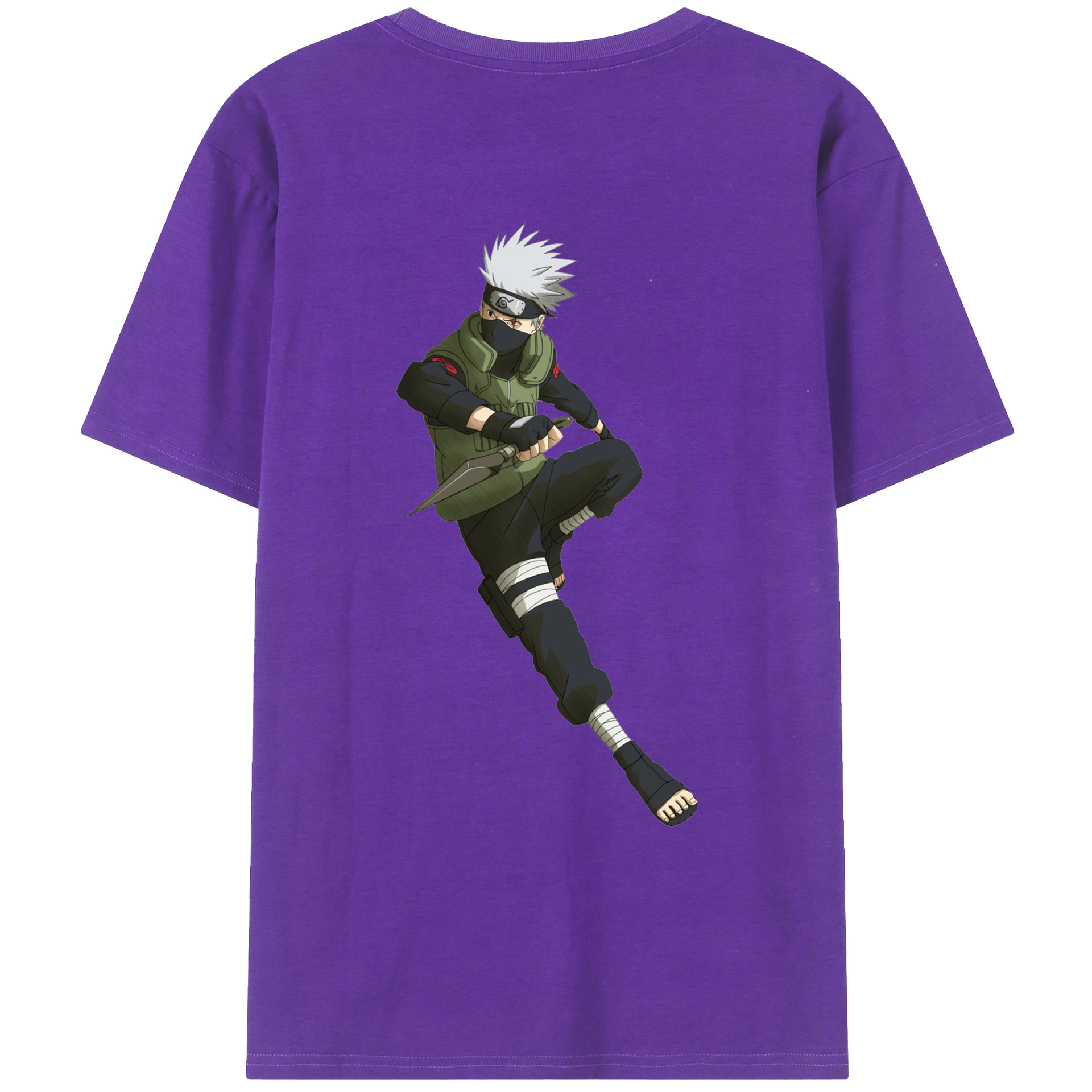 （画像用） NARUTO -ナルト- はたけ カカシ Hatake Kakashi 綿100％ メンズ半袖Tシャツ（バックプリント） 通気性