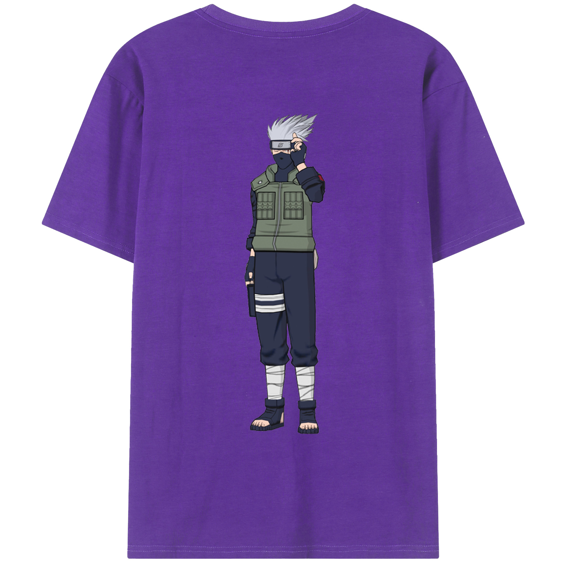 （画像用） NARUTO -ナルト- はたけ カカシ Hatake Kakashi 綿100％ メンズ半袖Tシャツ（バックプリント） 通気性