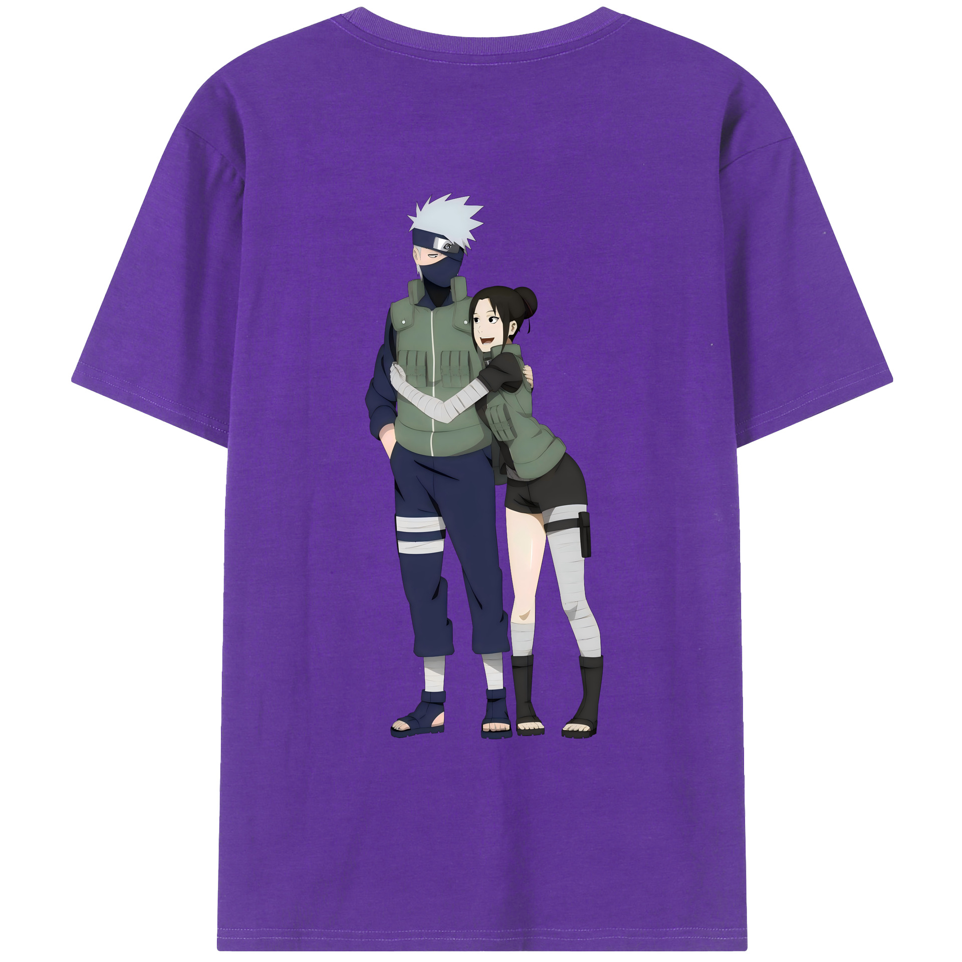 （画像用） NARUTO -ナルト- はたけ カカシ Hatake Kakashi 綿100％ メンズ半袖Tシャツ（バックプリント） 通気性