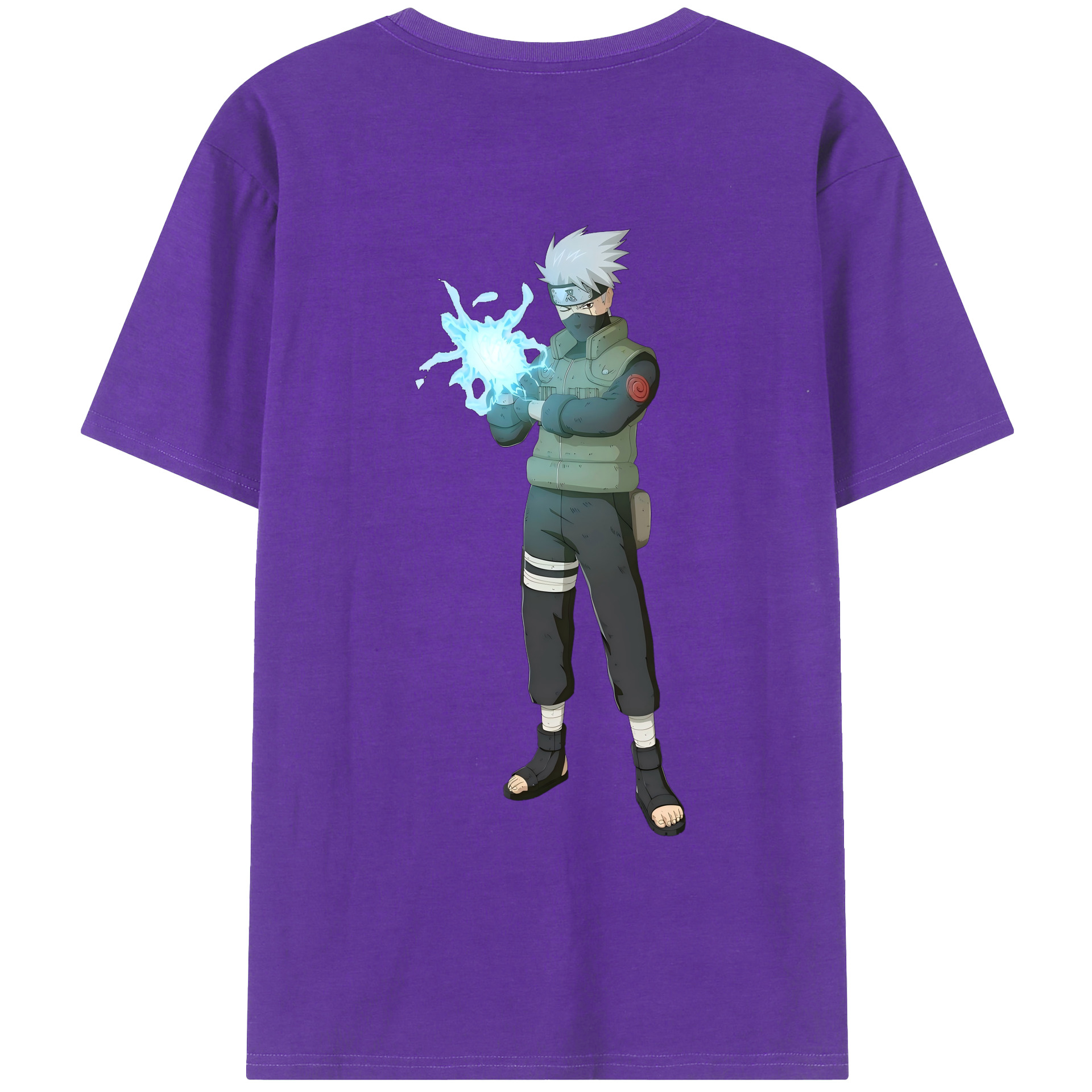 （画像用） NARUTO -ナルト- はたけ カカシ Hatake Kakashi 綿100％ メンズ半袖Tシャツ（バックプリント） 通気性