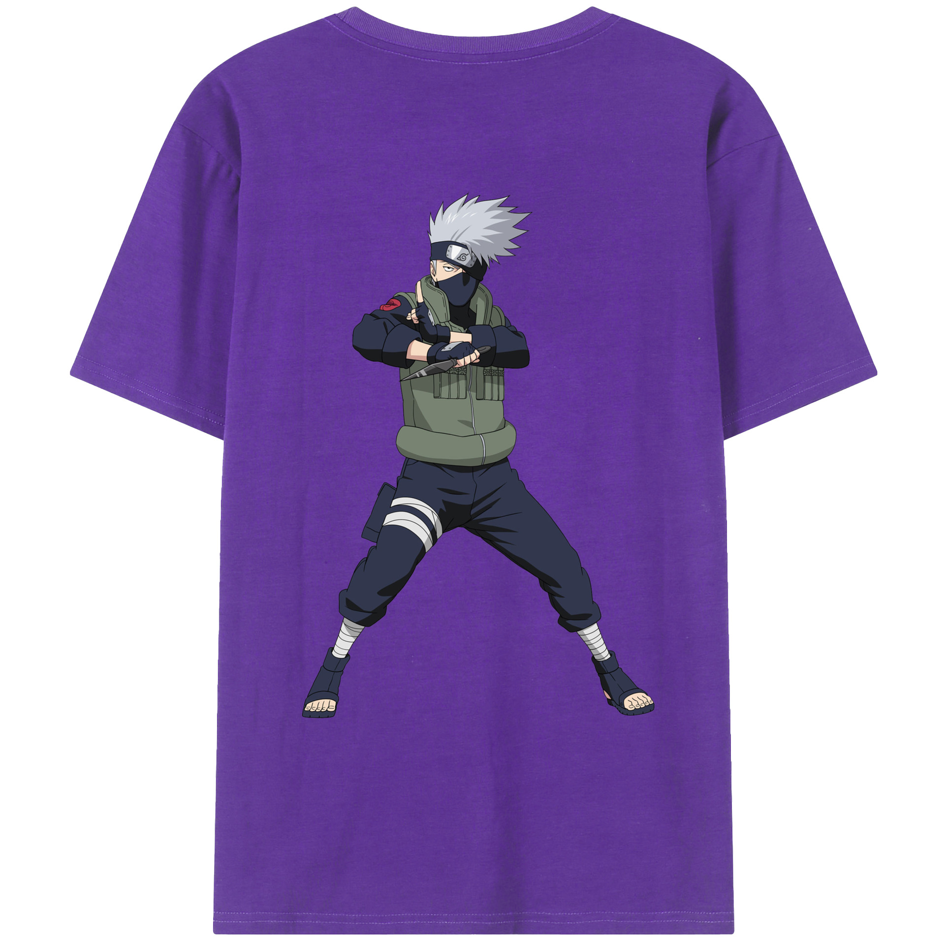 （画像用） NARUTO -ナルト- はたけ カカシ Hatake Kakashi 綿100％ メンズ半袖Tシャツ（バックプリント） 通気性