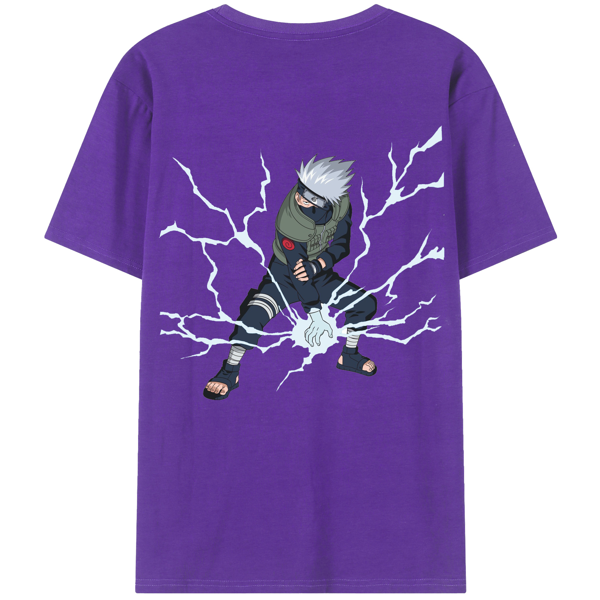 （画像用） NARUTO -ナルト- はたけ カカシ Hatake Kakashi 綿100％ メンズ半袖Tシャツ（バックプリント） 通気性